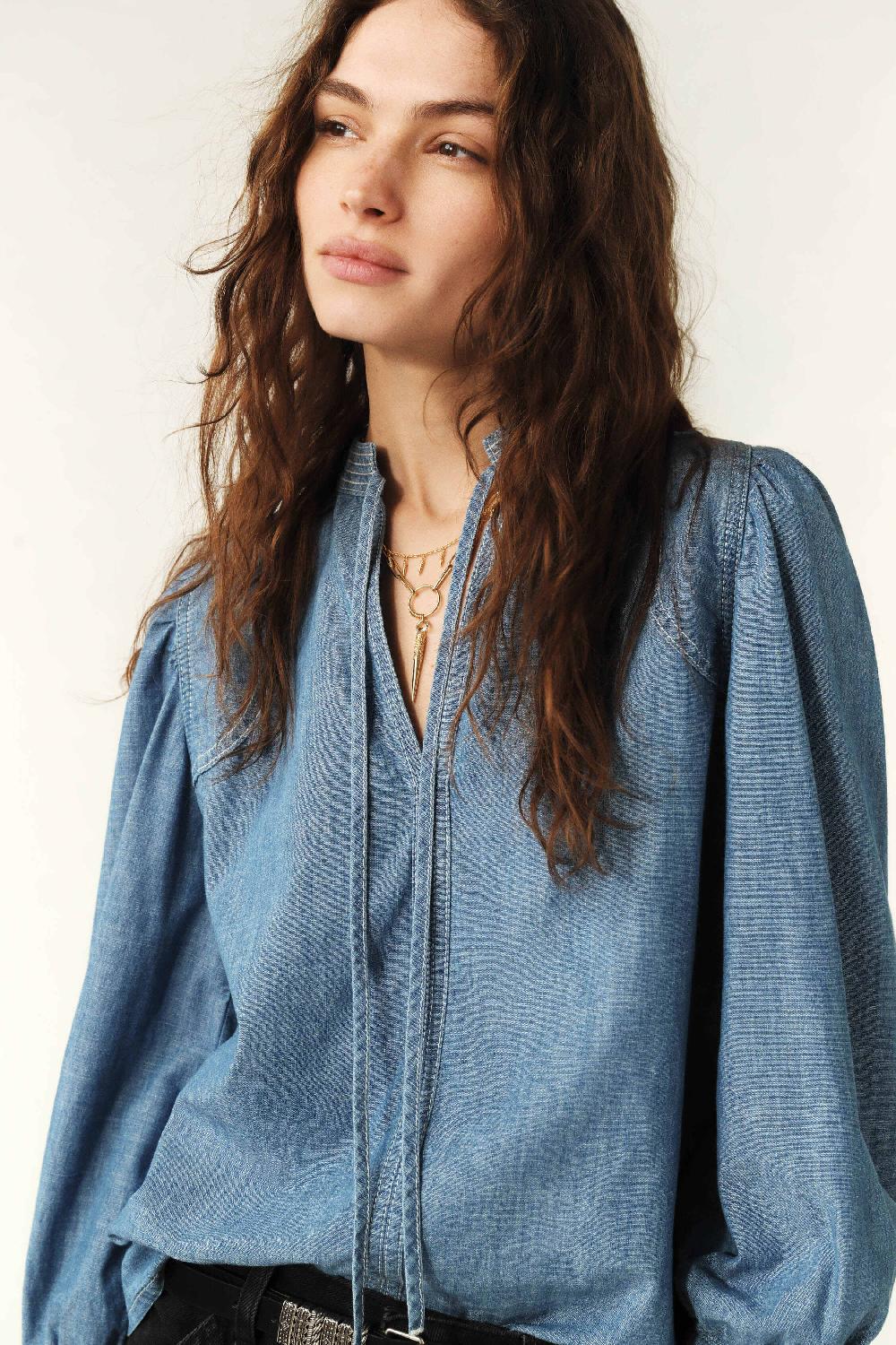 Ba&sh Blouse Manches Longues Kuka Bleu