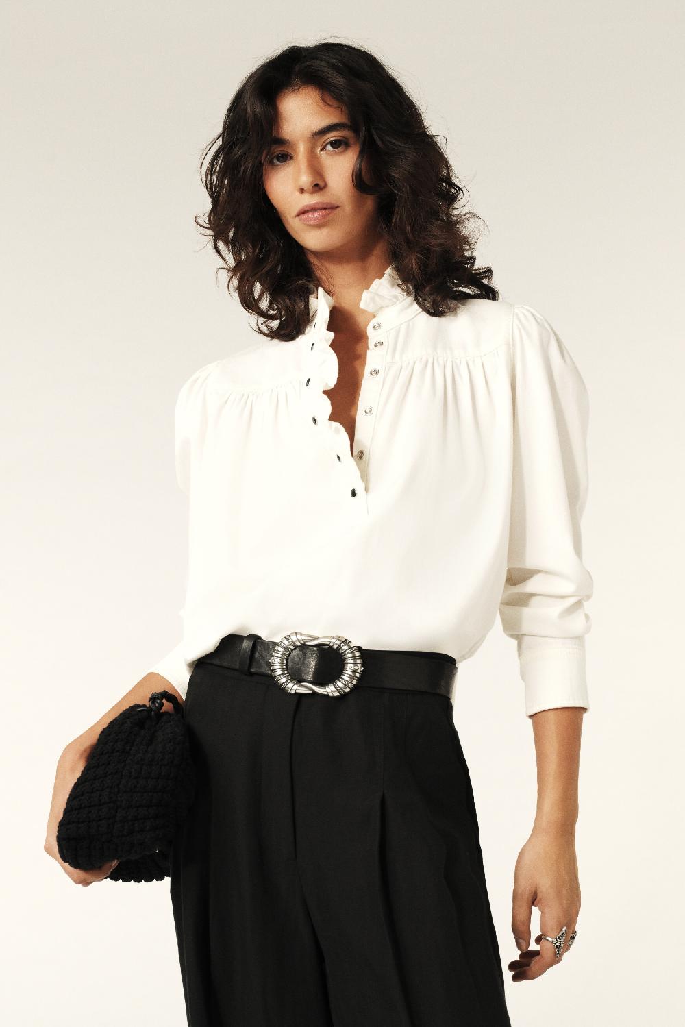ba&sh Blouse Manches Longues Omilac Blanc Ecru