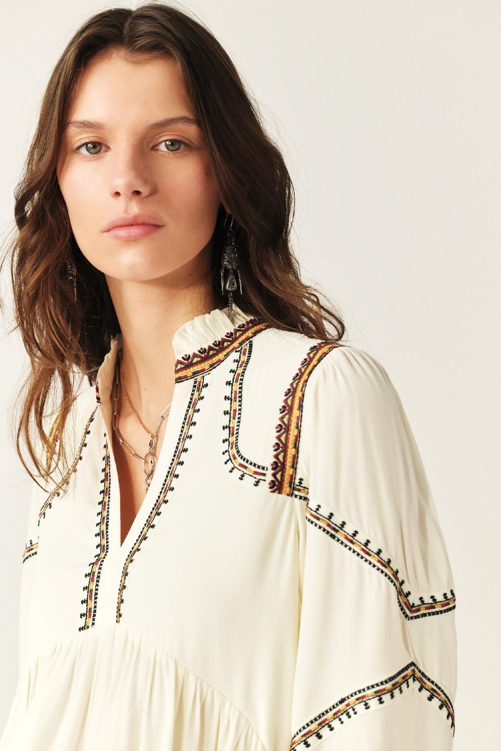 Ba&sh Blouse Manches Longues Talsie Blanc Ecru