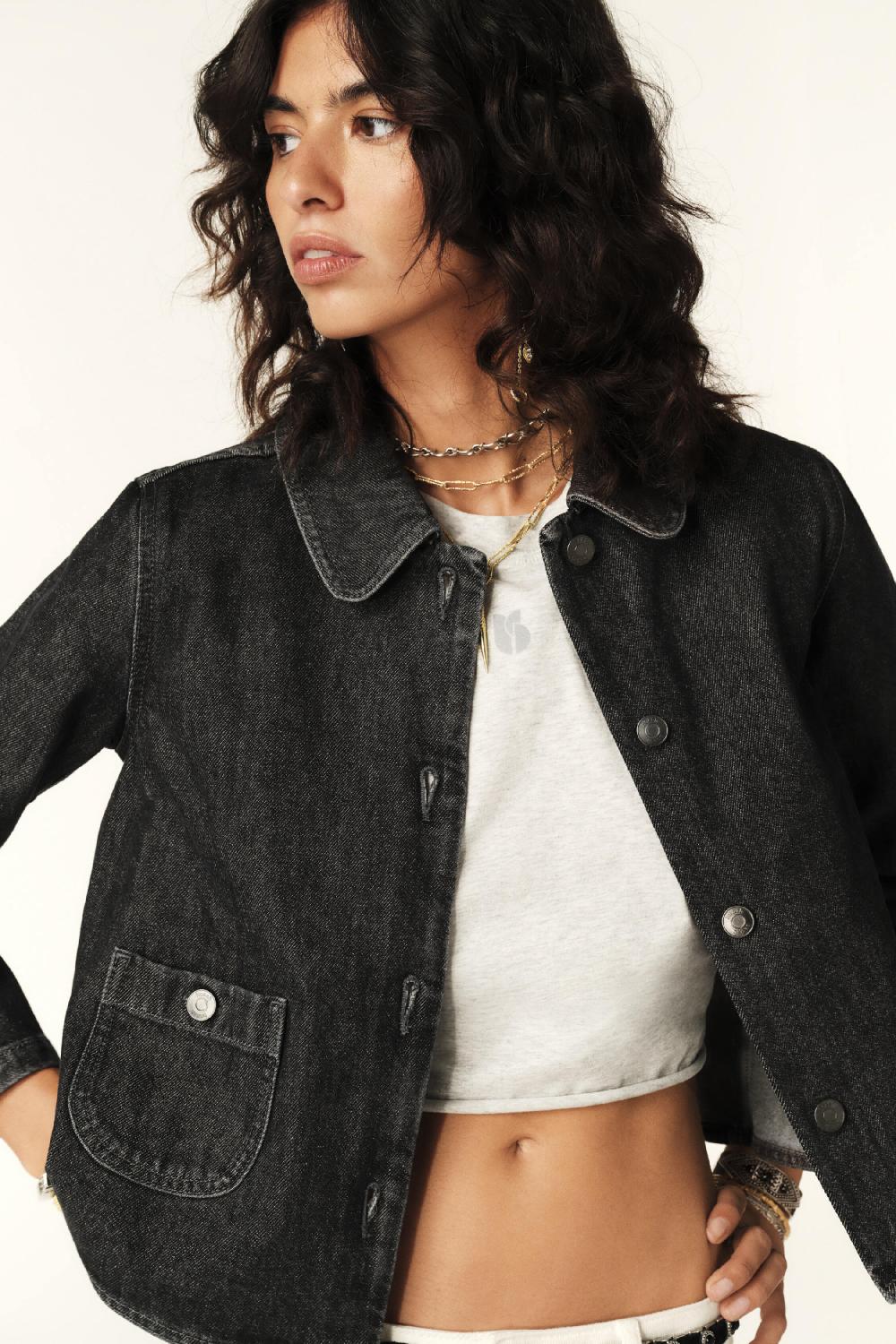 Ba&sh Blouson Court Miny Noir