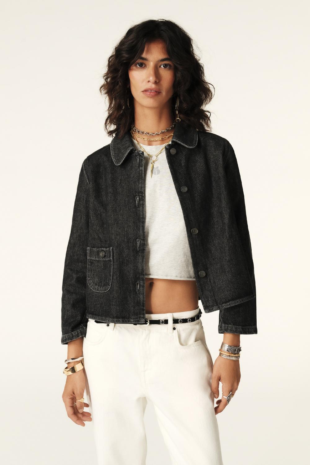 ba&sh Blouson Court Miny Noir