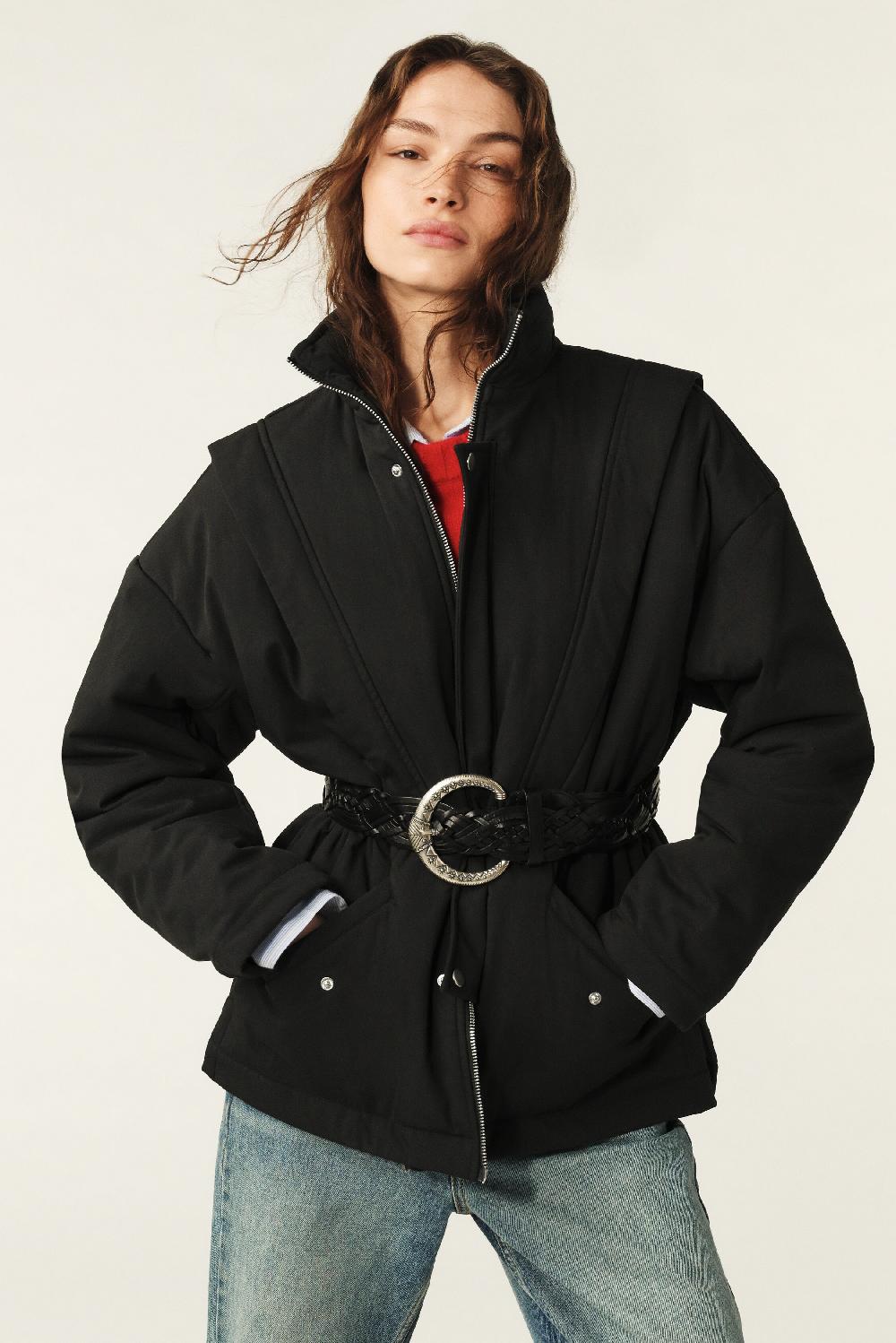 ba&sh Blouson Court Zippé Varda Noir