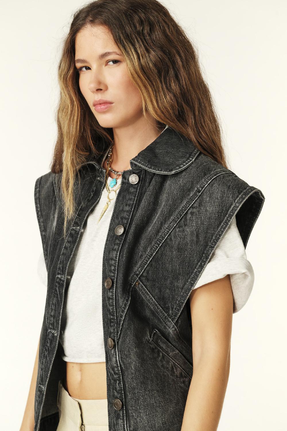 ba&sh Blouson En Jean Max Noir