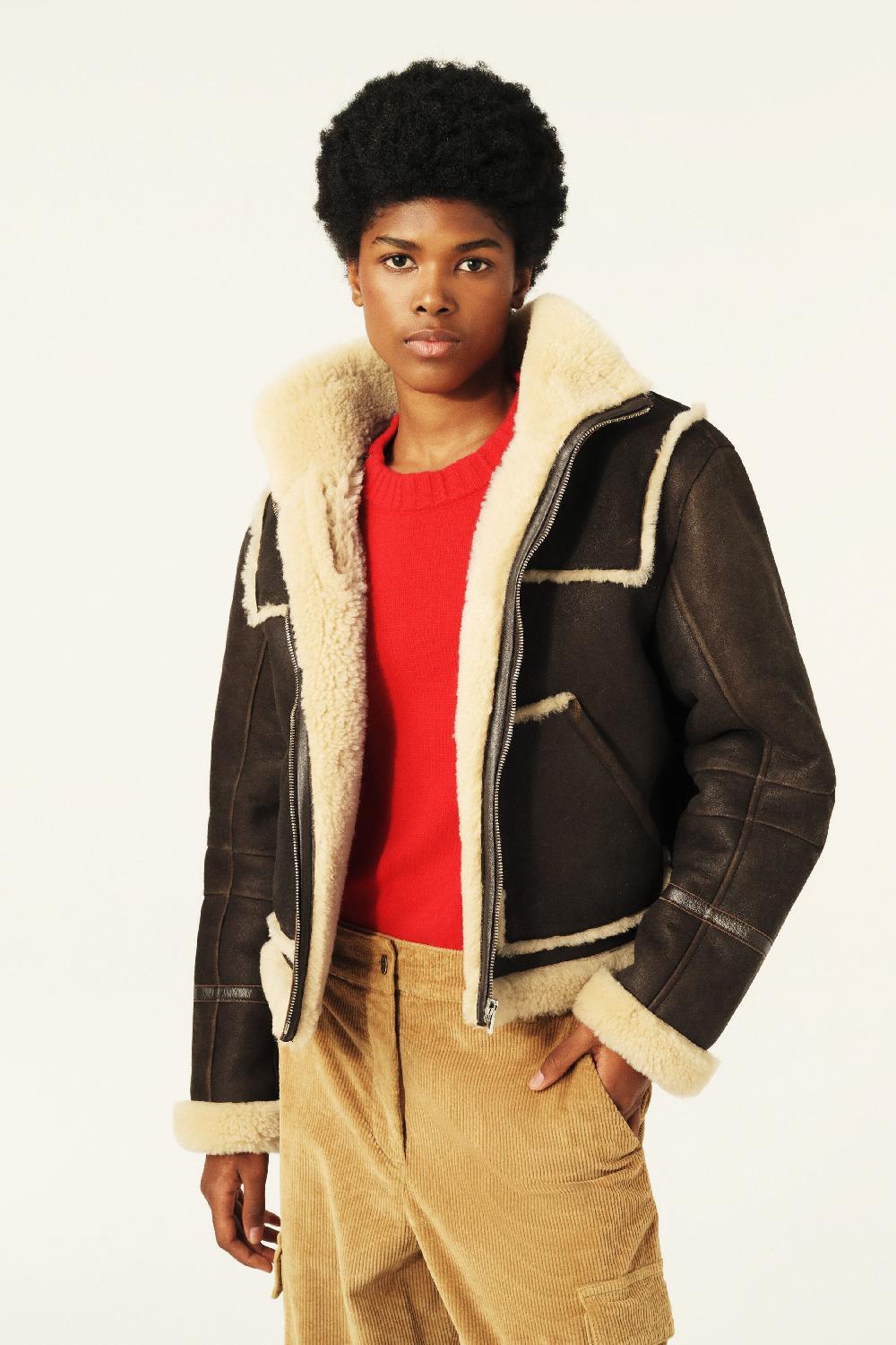 ba&sh Blouson En Peau Melvin Carbone