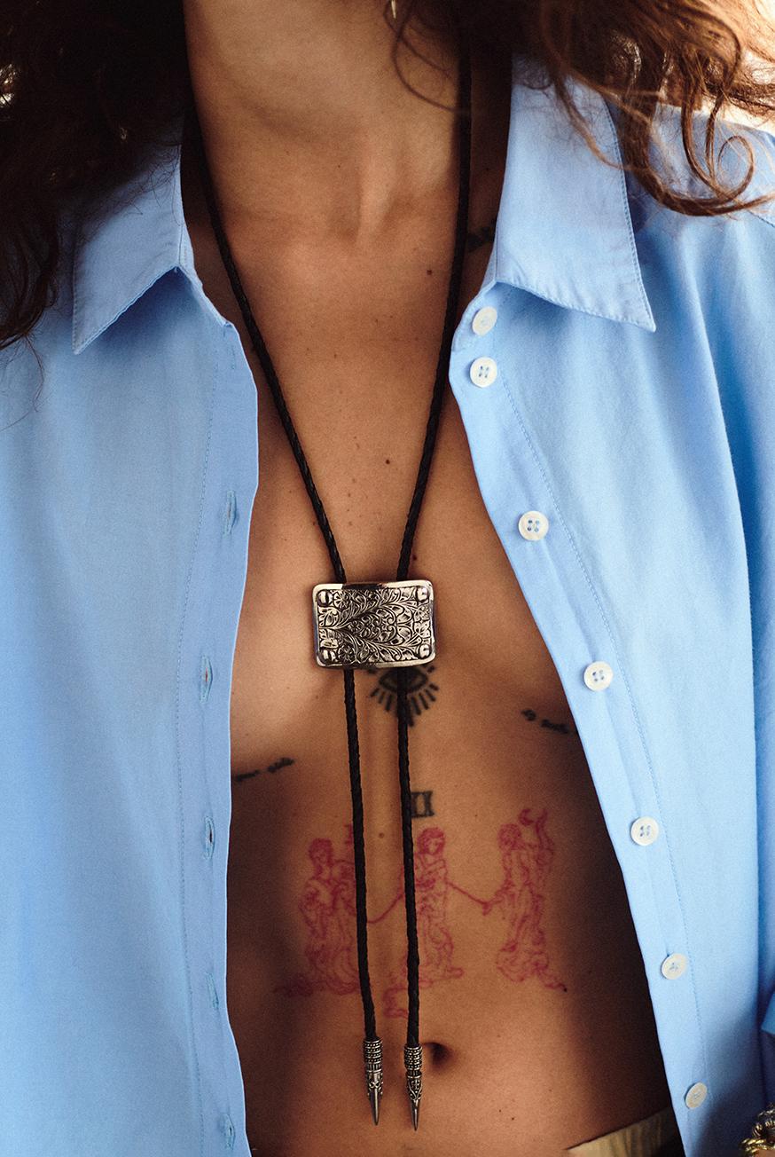 Ba&sh Bolo Tie En Argent Ortan Gris