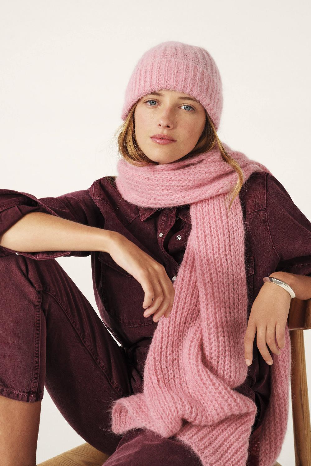 Ba&sh Bonnet En Maille Sander Rose