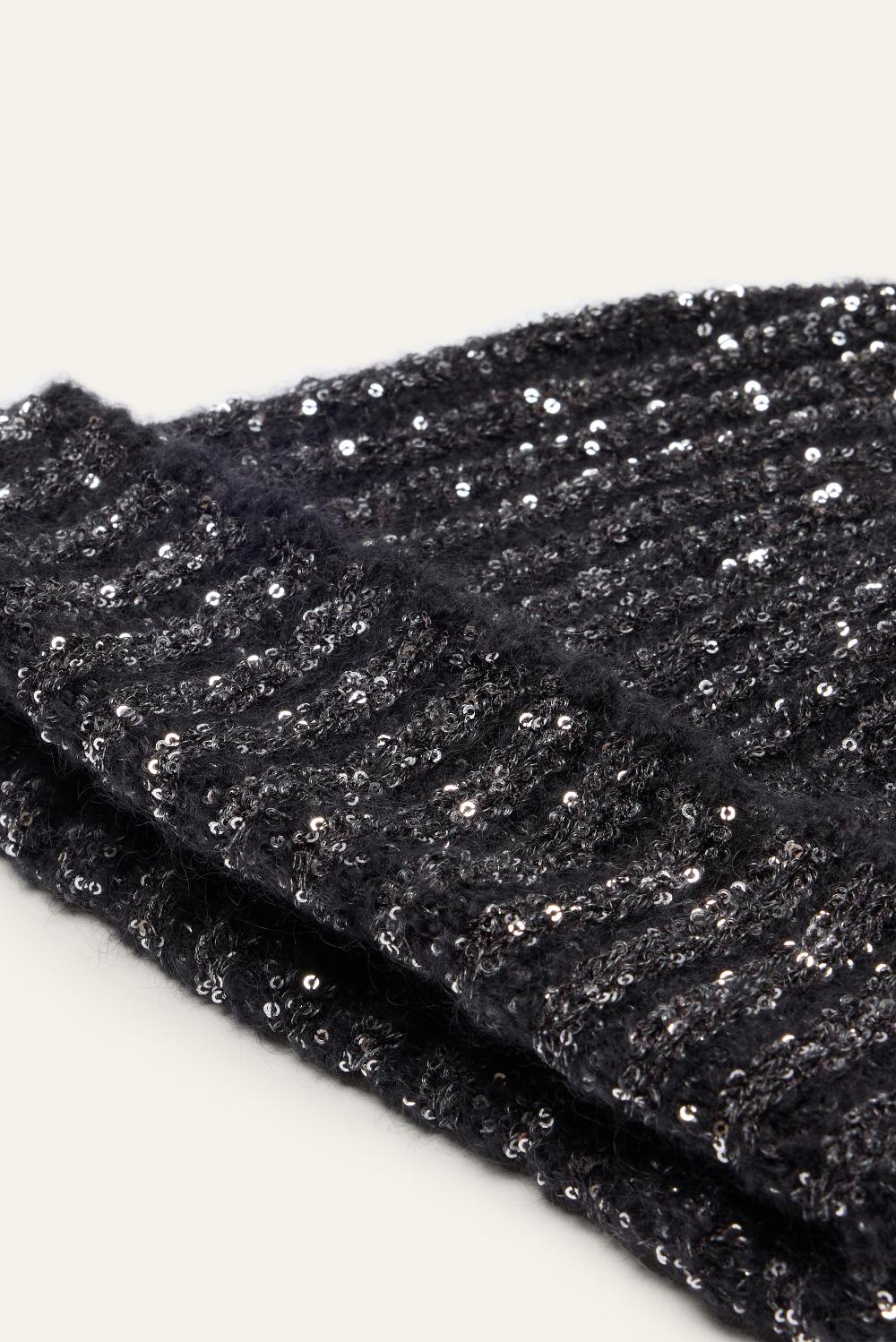 Ba&sh Bonnet Maille éPaisse Nesto Noir