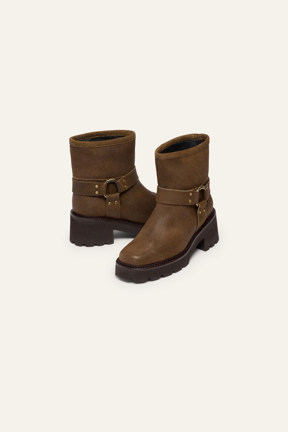 Ba&sh Bottines Style Biker Conda Chocolat