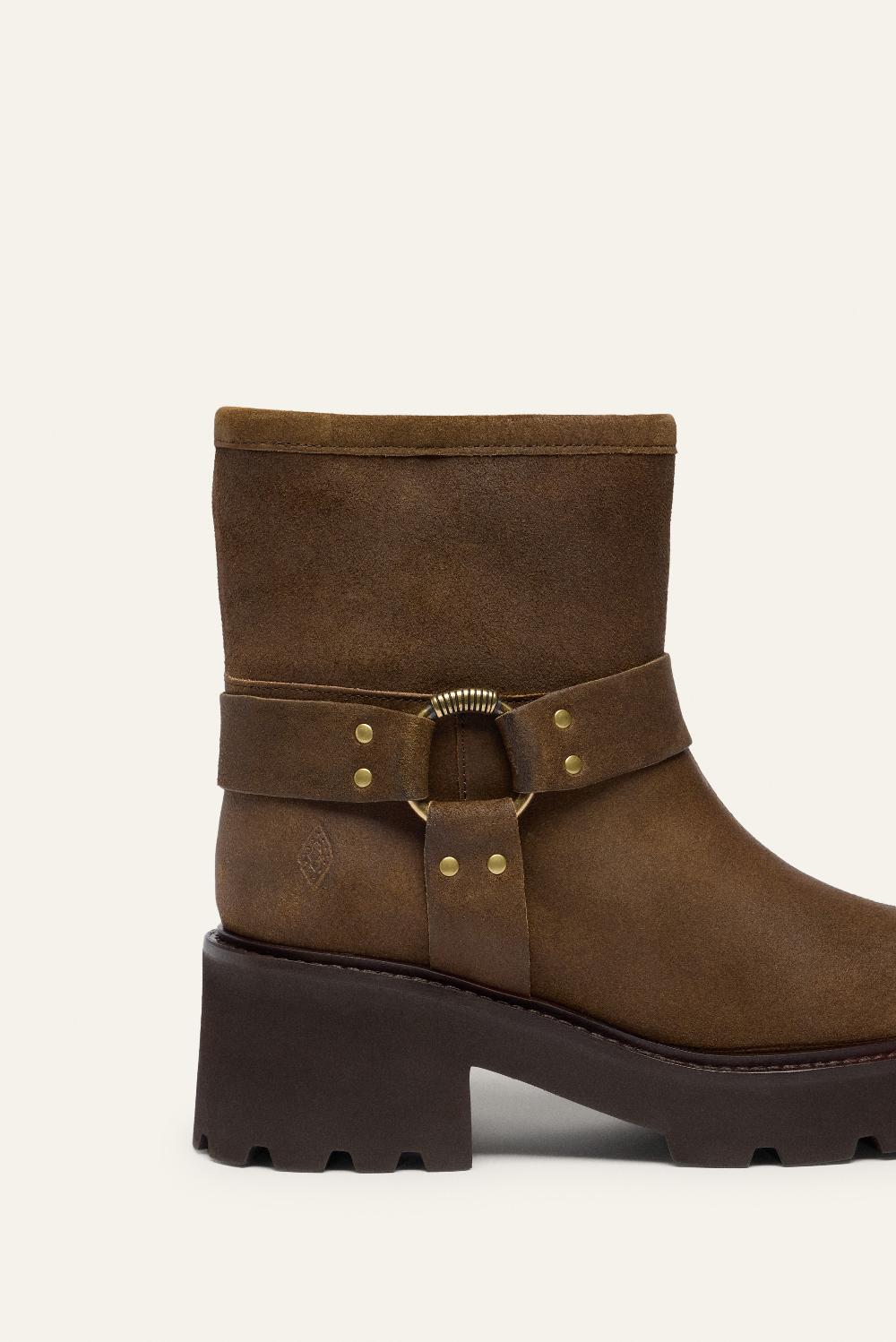 Ba&sh Bottines Style Biker Conda Chocolat