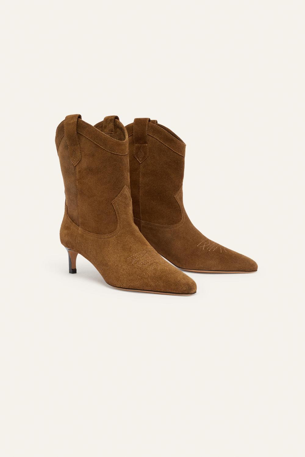 Ba&sh Bottines Style Western Ciago Marron