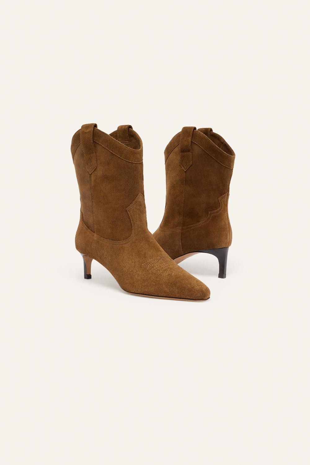 Ba&sh Bottines Style Western Ciago Marron