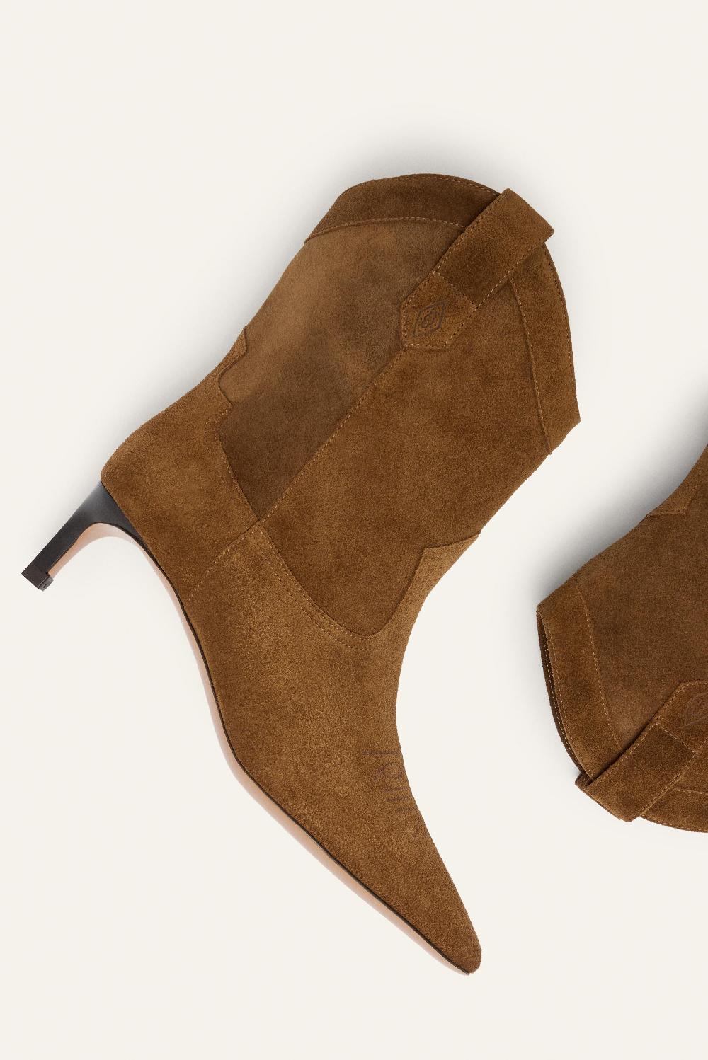 Ba&sh Bottines Style Western Ciago Marron