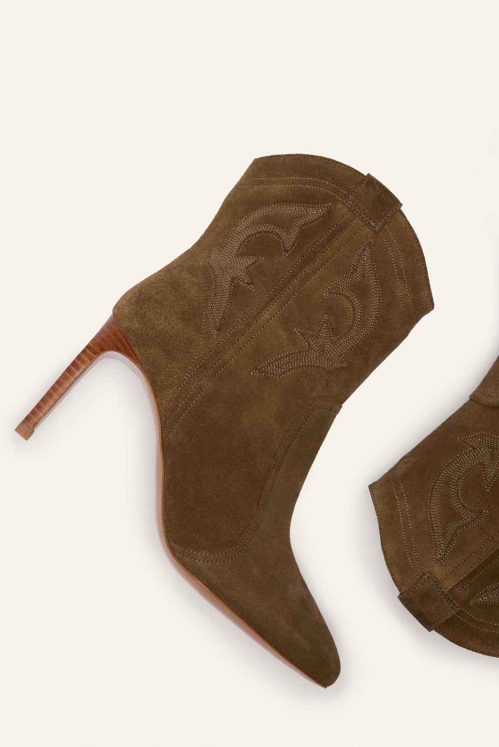 Ba&sh Bottines Talon Haut Caitlin Vert