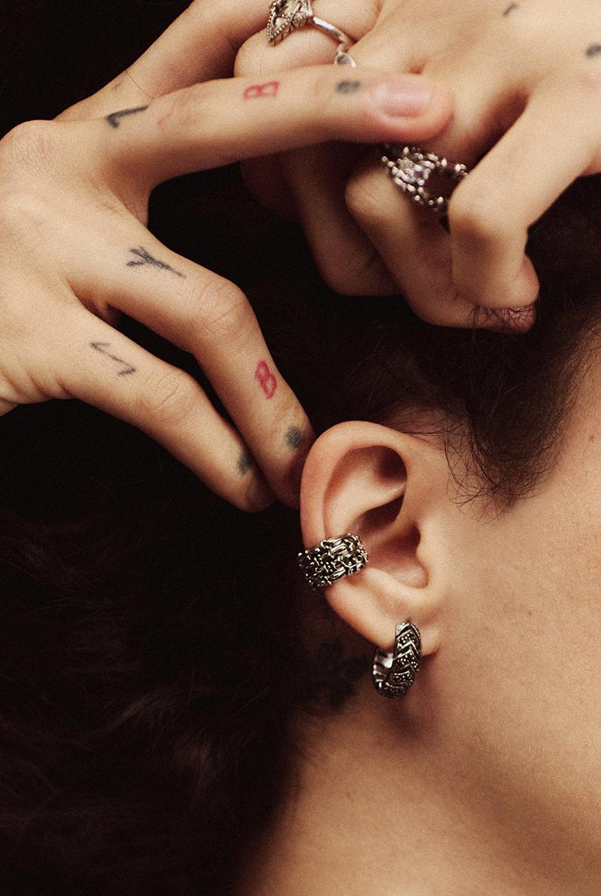 Ba&sh Boucle D'Oreille En Argent Jayden Gris