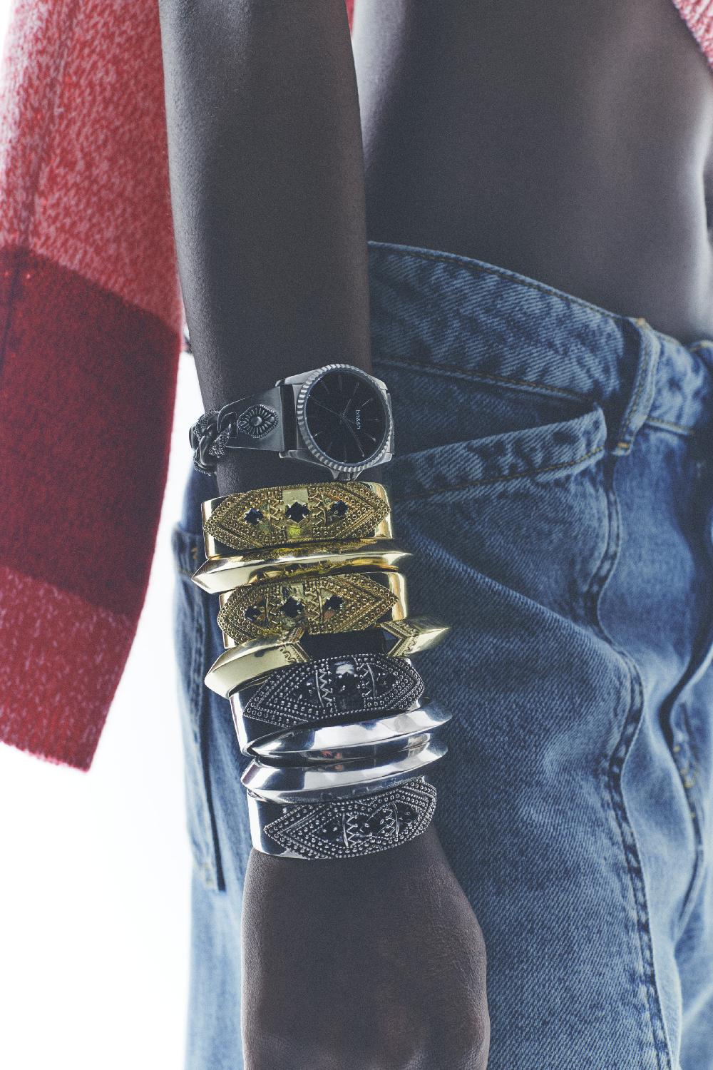 Ba&sh Bracelet Manchette Totem Dore