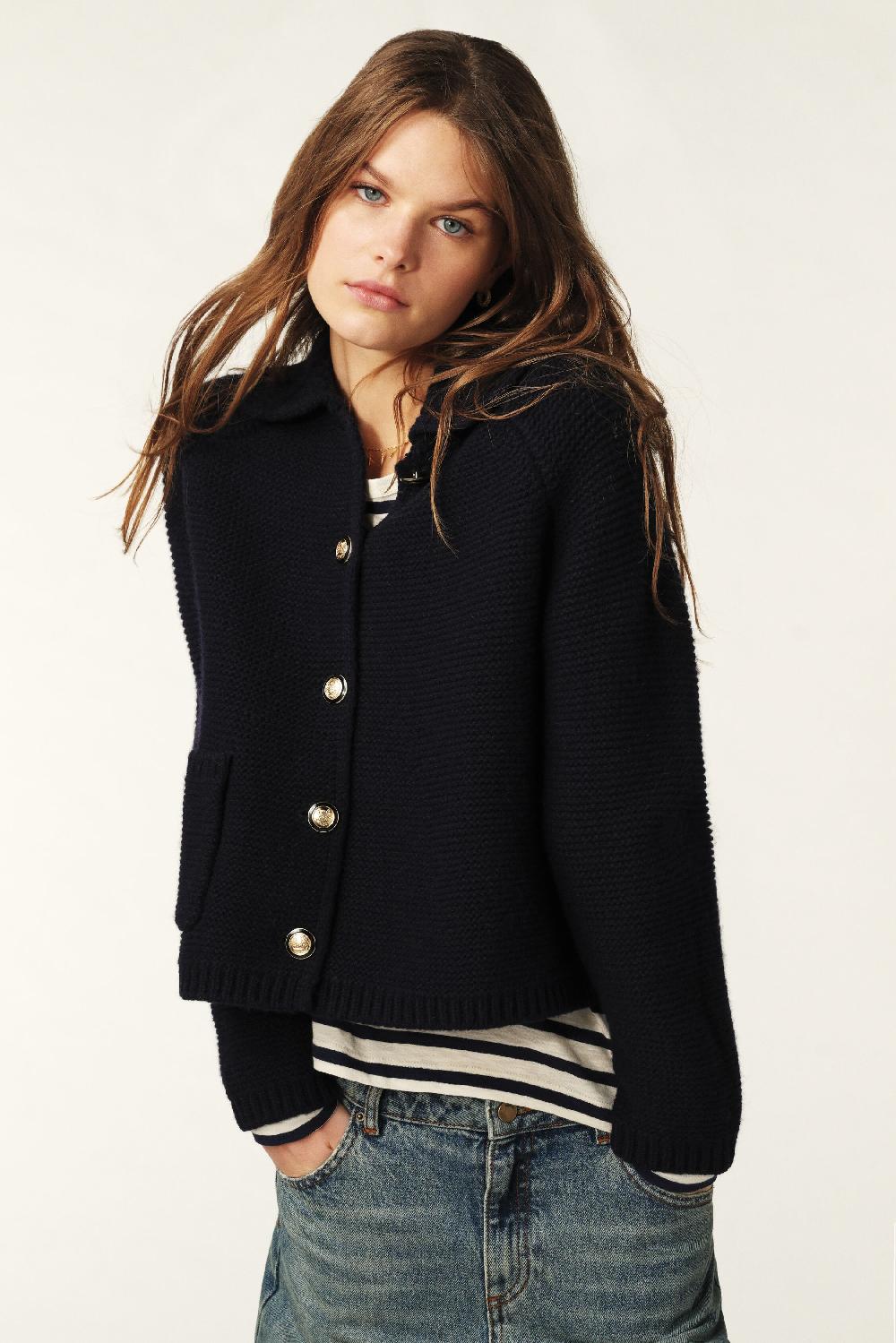 Ba&sh Cardigan Col Claudine Gabriel Marine