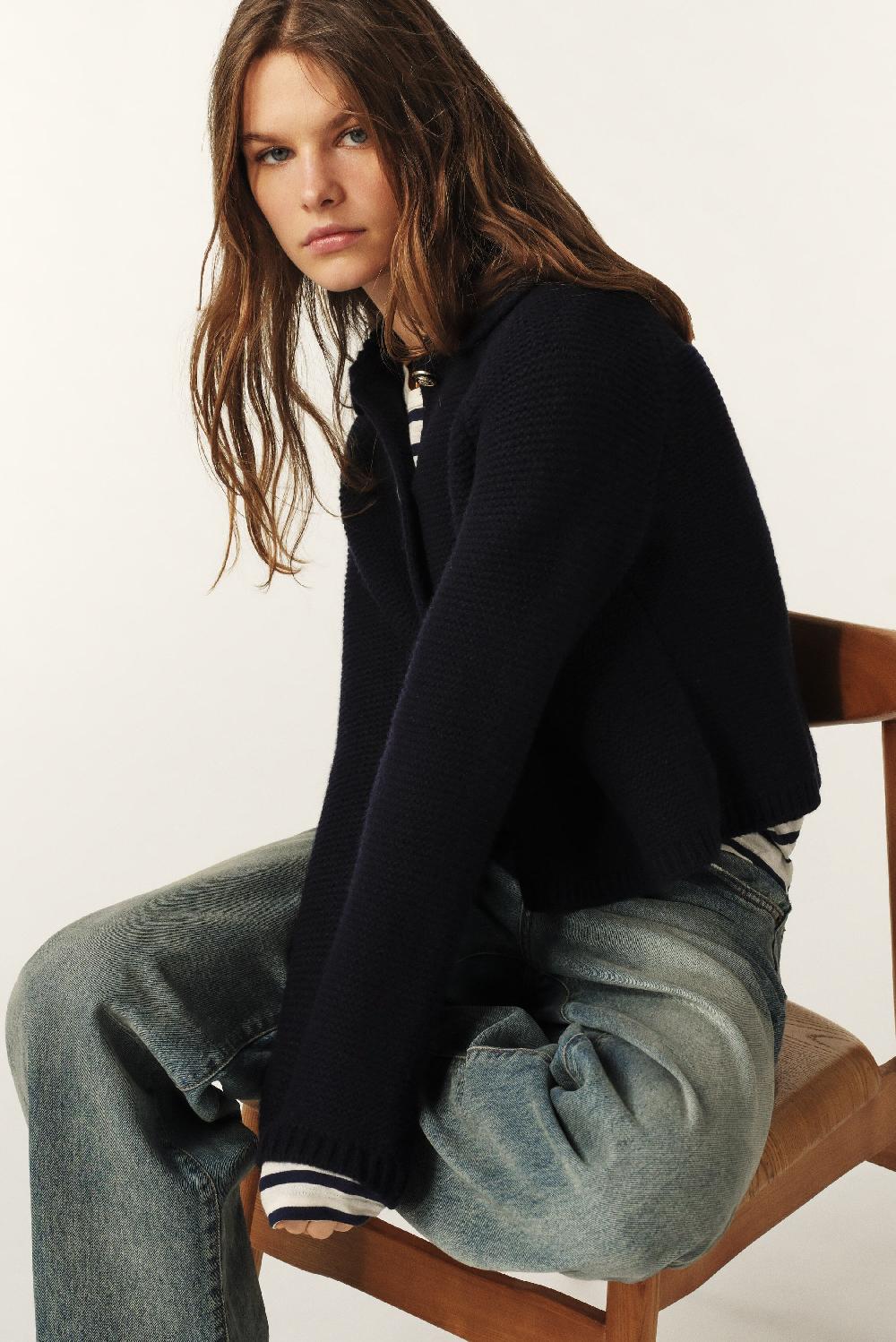 Ba&sh Cardigan Col Claudine Gabriel Marine