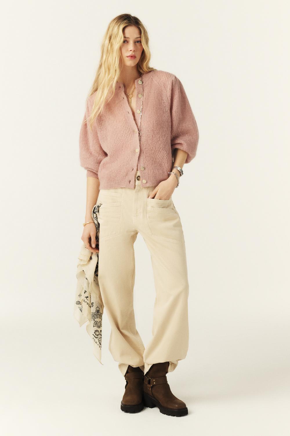 Ba&sh Cardigan Manches Ballon Danie Rose