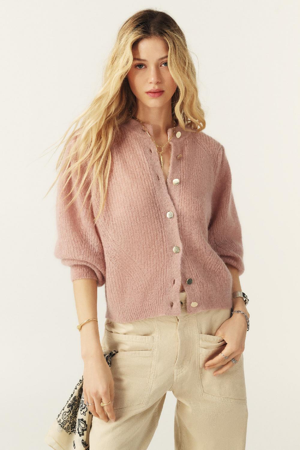 Ba&sh Cardigan Manches Ballon Danie Rose