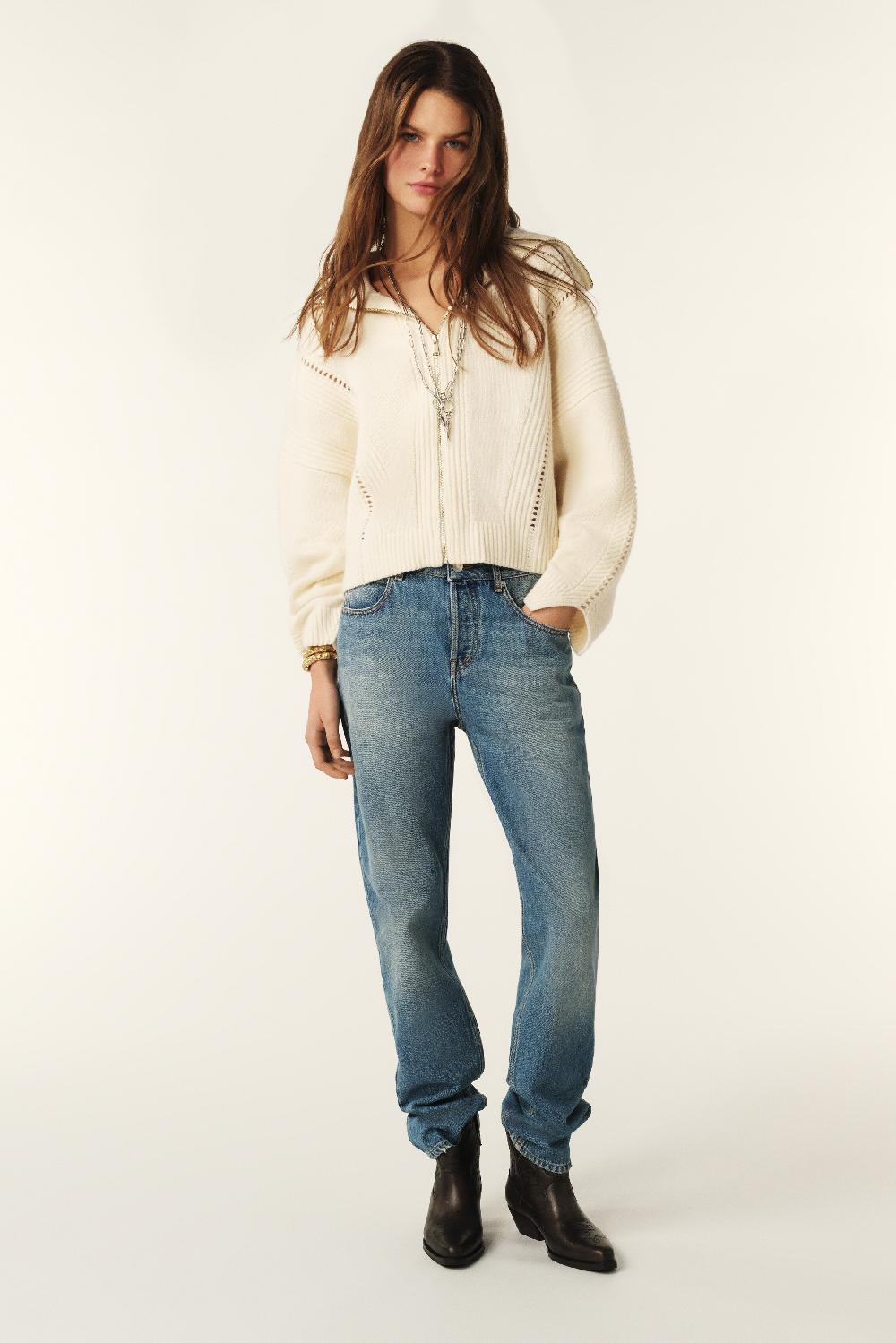 ba&sh Cardigan Zappé Prince Blanc Ecru