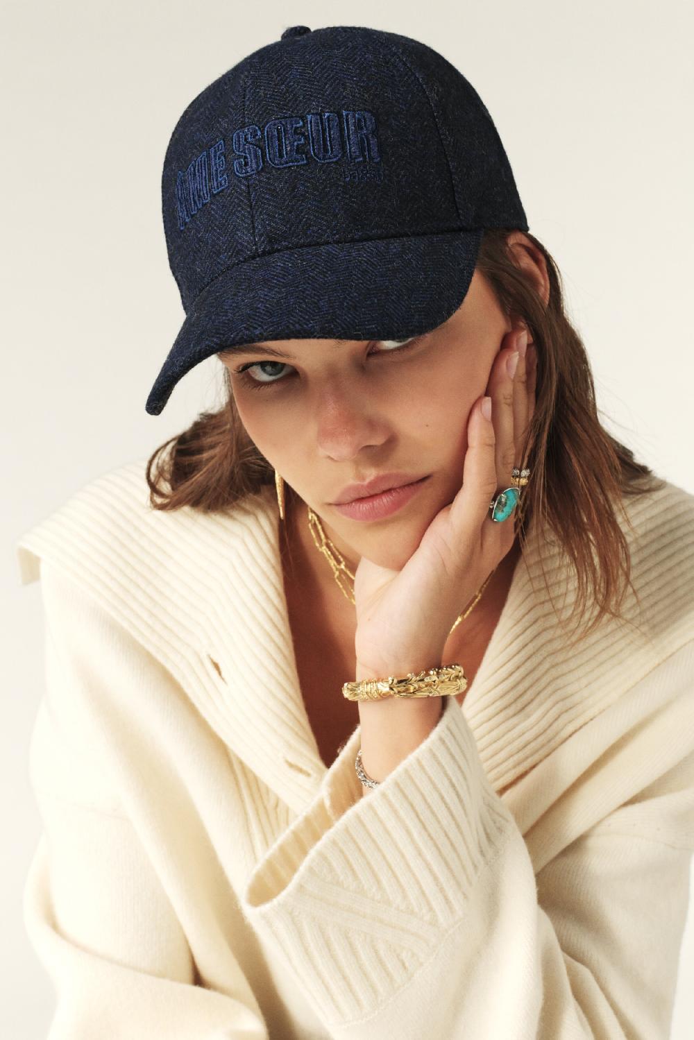 Ba&sh Casquette à Rayures Hame Navy