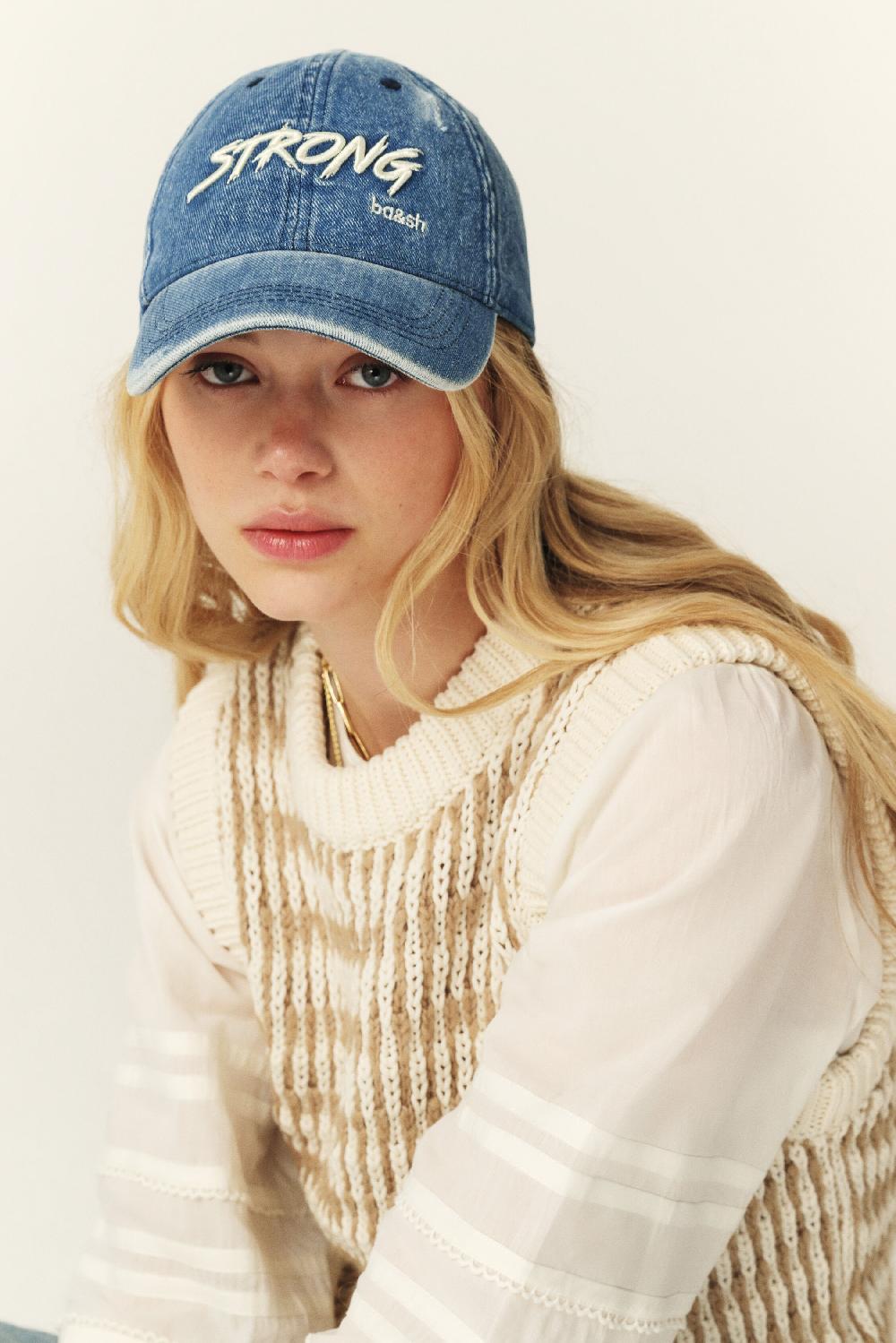 ba&sh Casquette En Coton Hissa Bleu