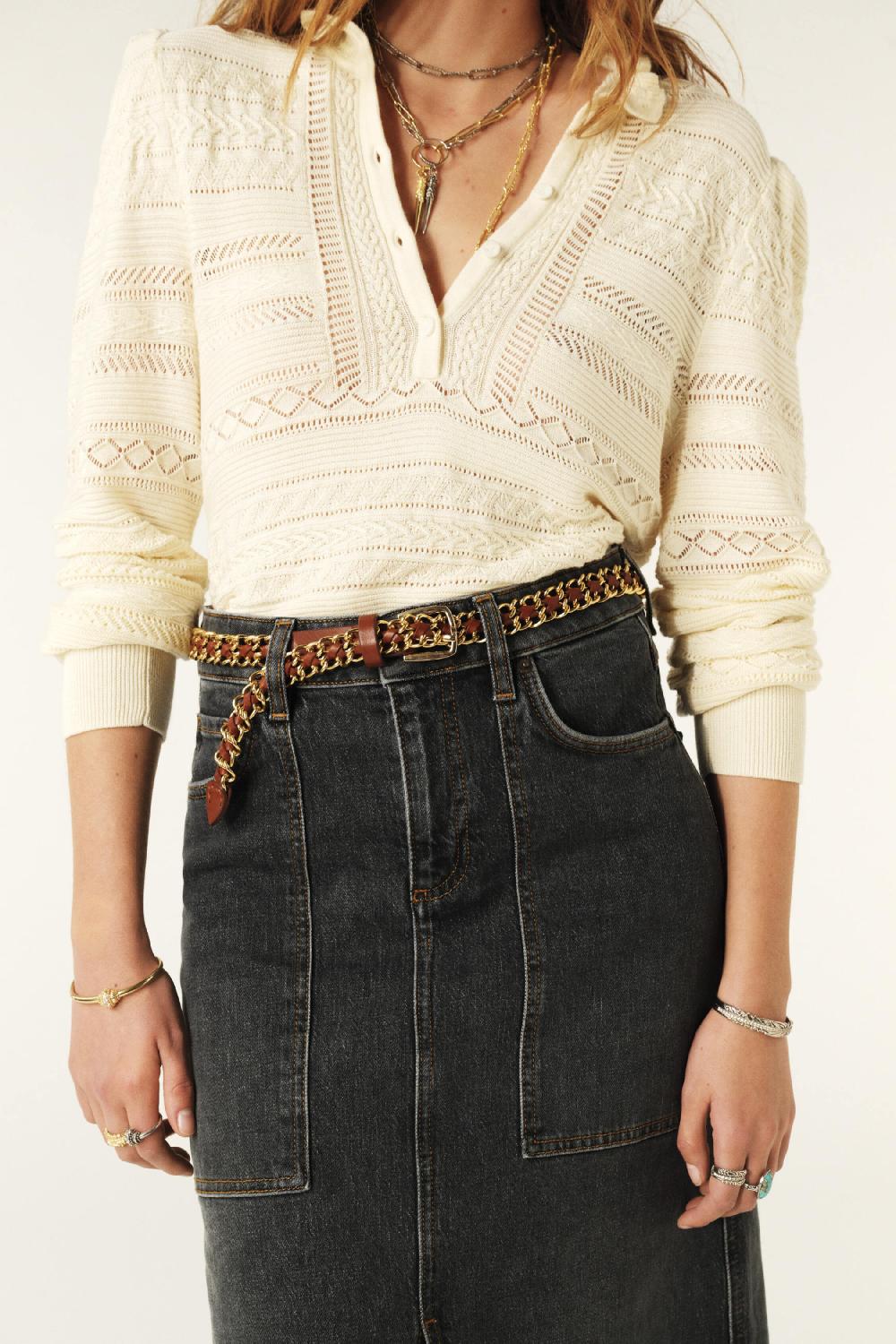 Ba&sh Ceinture à Maillons Brooke Marron