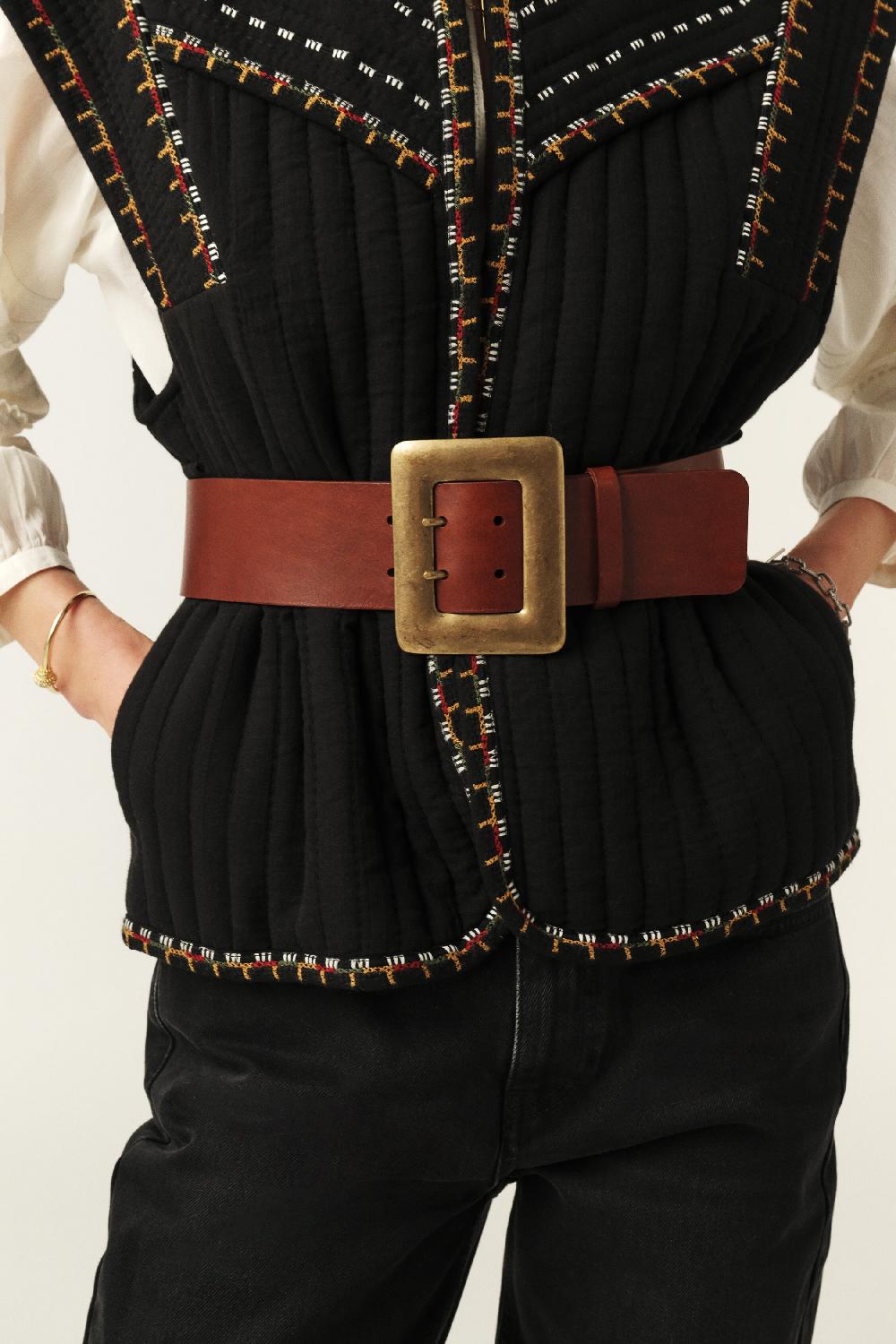 Ba&sh Ceinture Boucle CarréE Balma Marron