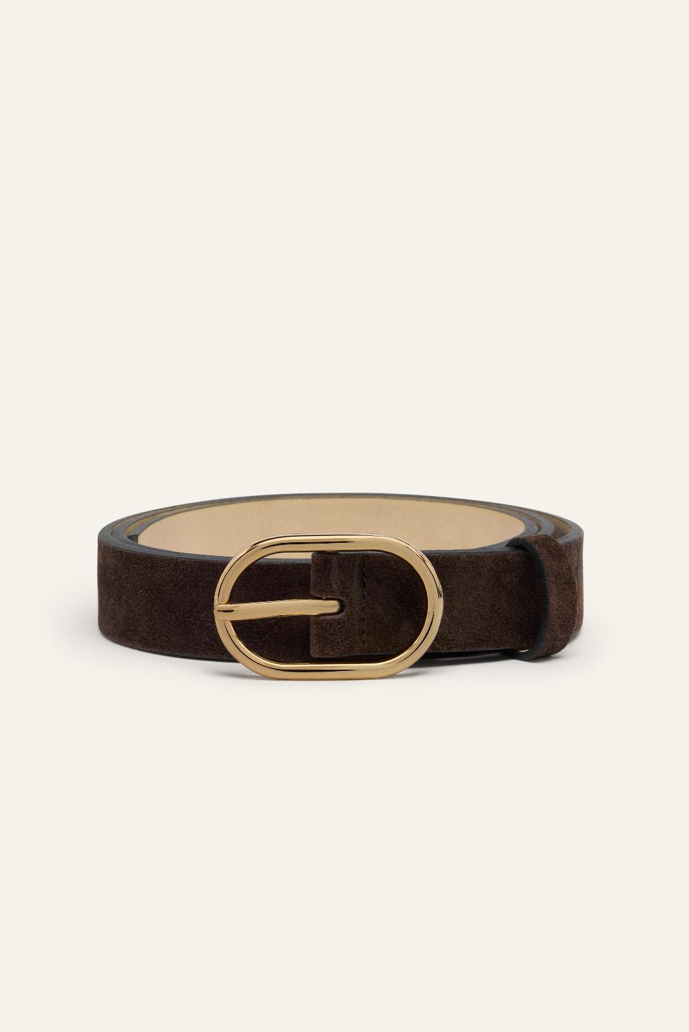 Ba&sh Ceinture Boucle Ovale Cole Chocolat