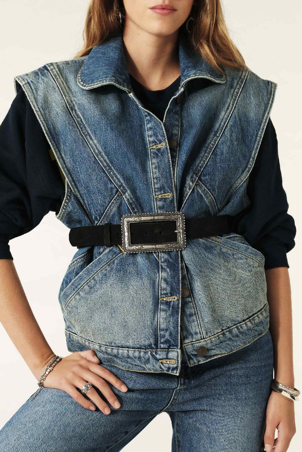 Ba&sh Ceinture Boucle Rectangulaire Bilbao Noir