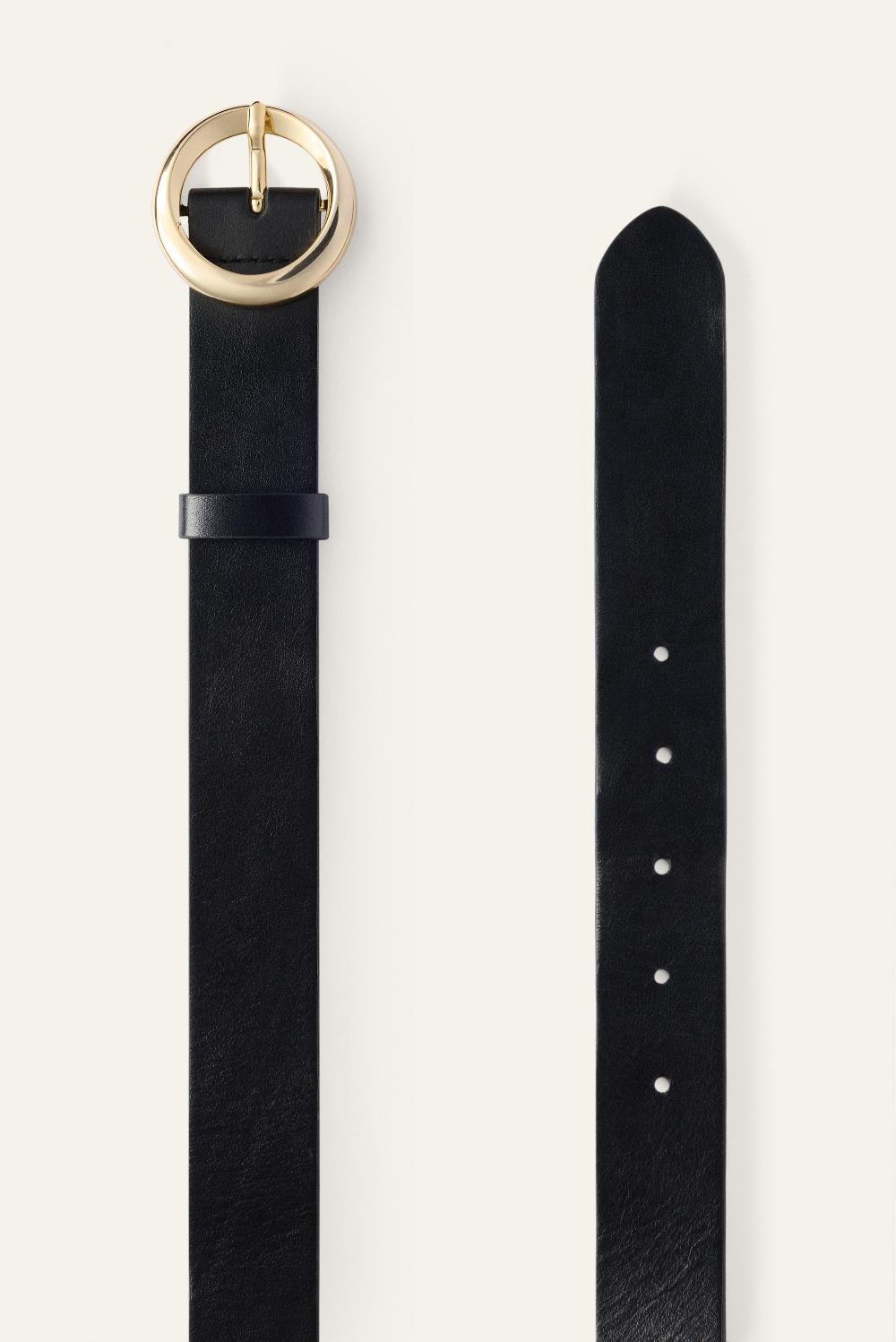 Ba&sh Ceinture Cuir Minimaliste Barni Noir