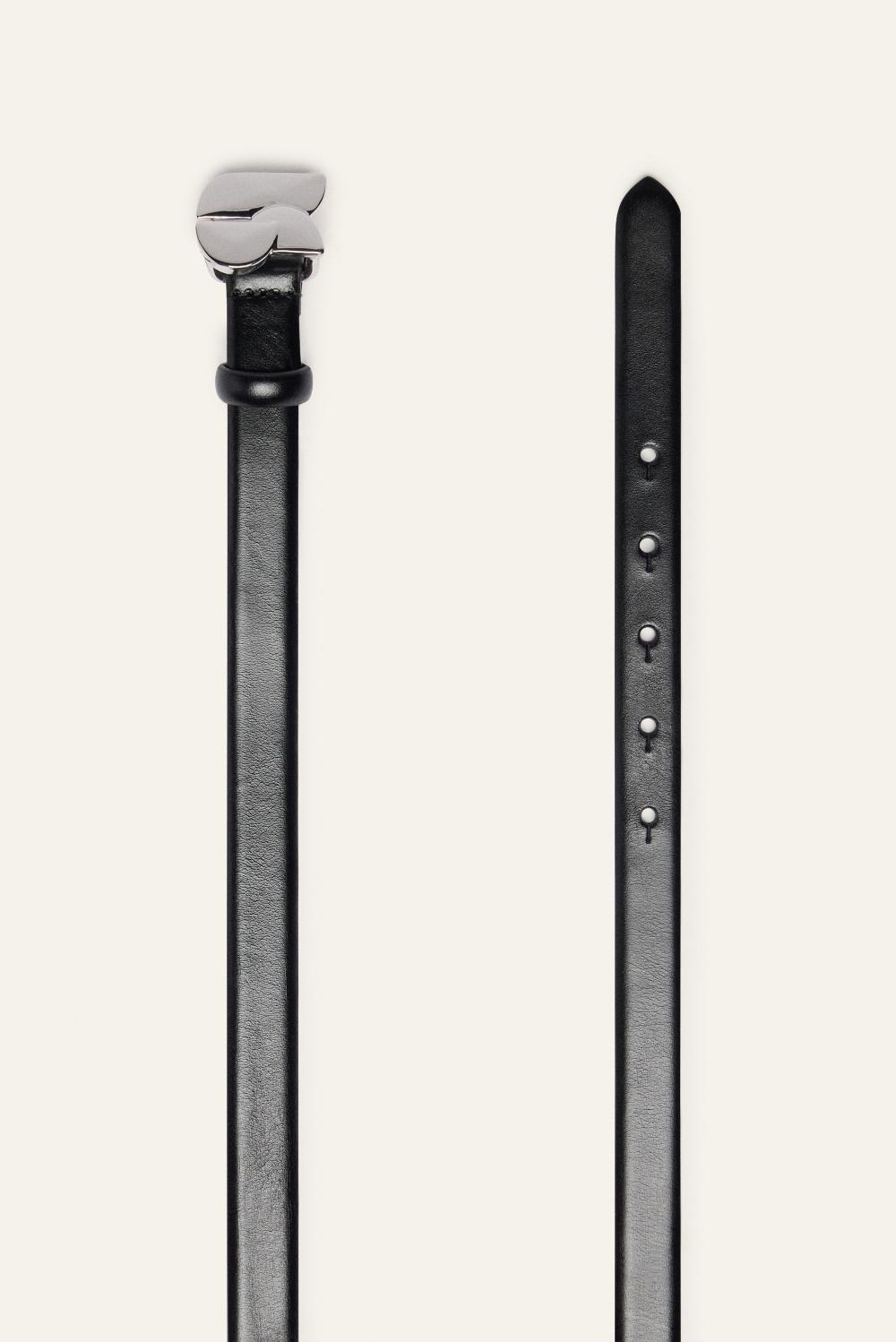 Ba&sh Ceinture Cuir Minimaliste Bogo Gris