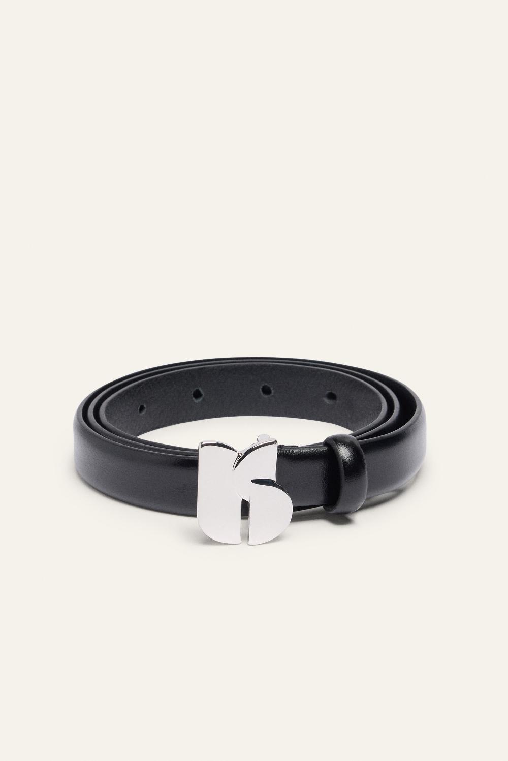 ba&sh Ceinture Cuir Minimaliste Bogo Gris