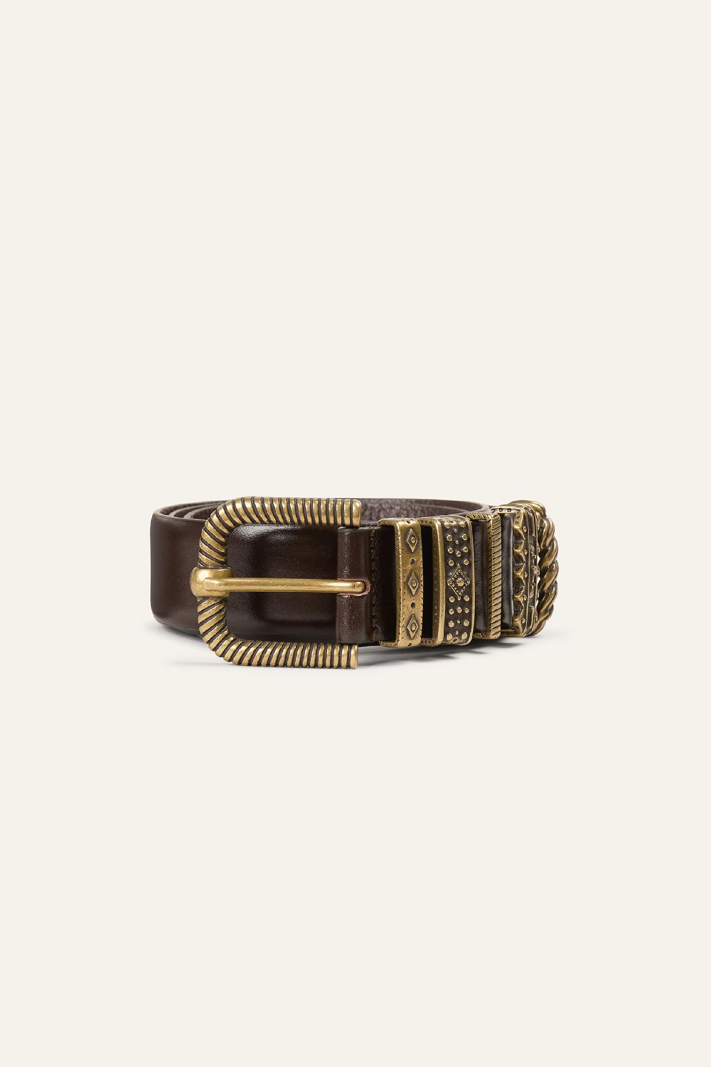 Ba&sh Ceinture En Cuir Berkane Chocolat