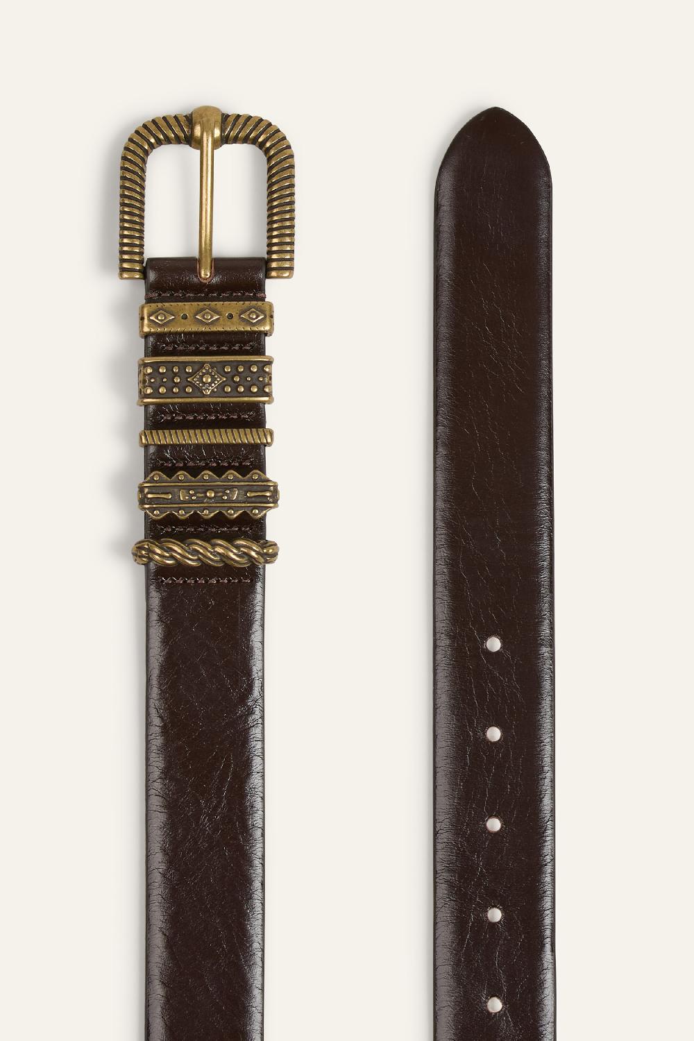 Ba&sh Ceinture En Cuir Berkane Chocolat