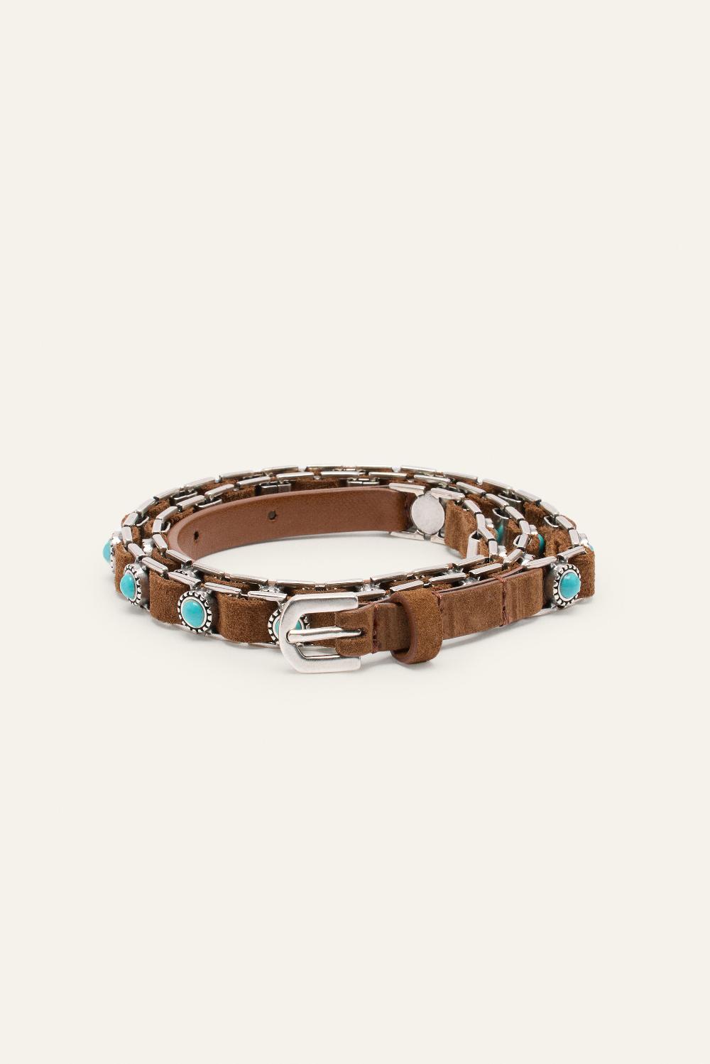 Ba&sh Ceinture Fine Beryl Marron