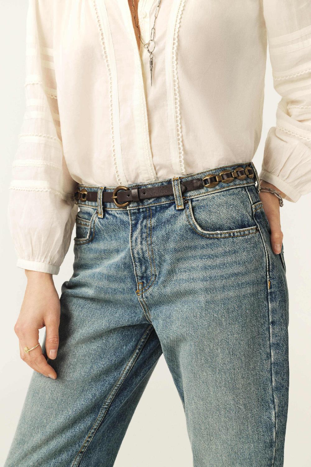 Ba&sh Ceinture Fine RéGlable Briska Chocolat