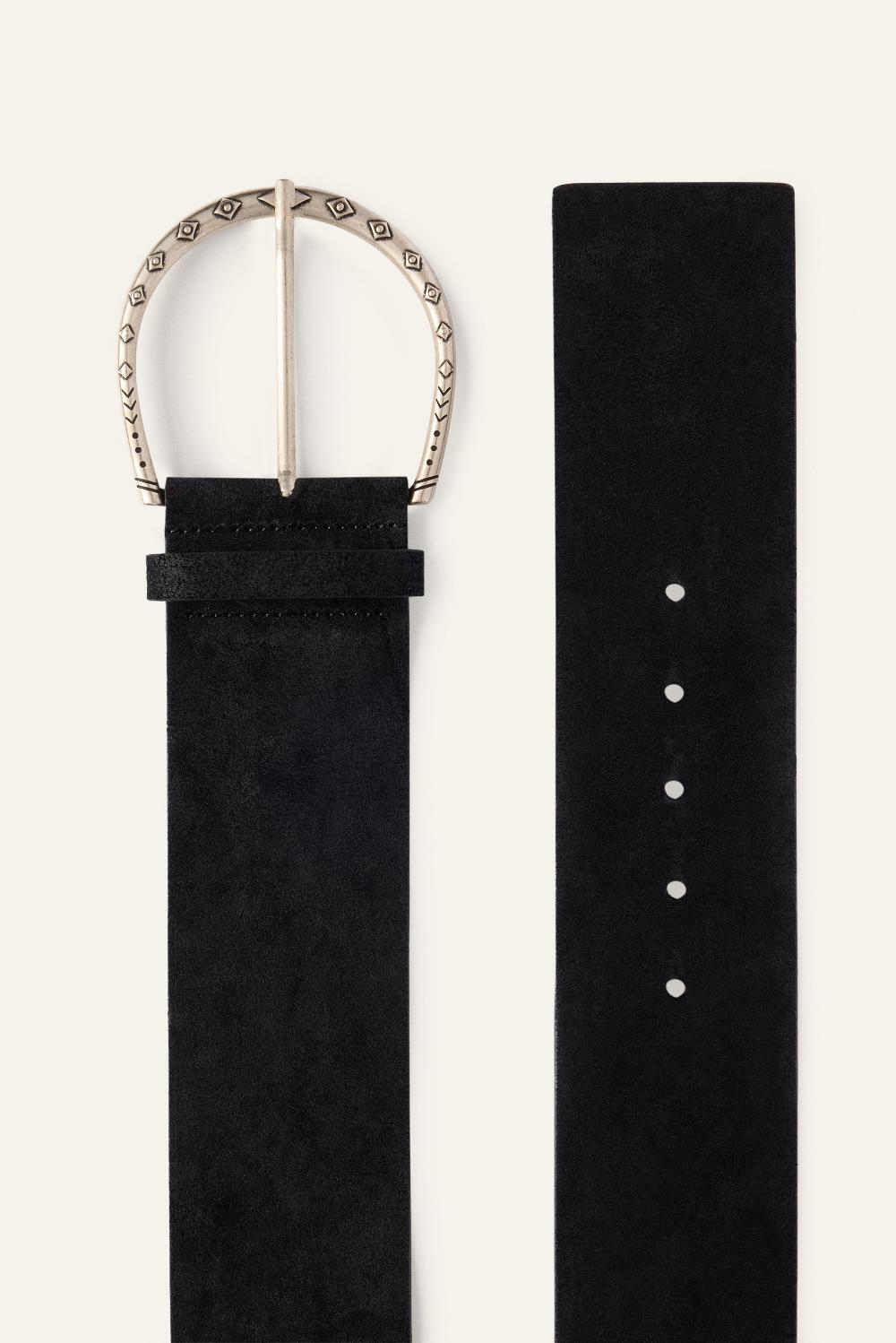 Ba&sh Ceinture Large En Suede Betiver Noir