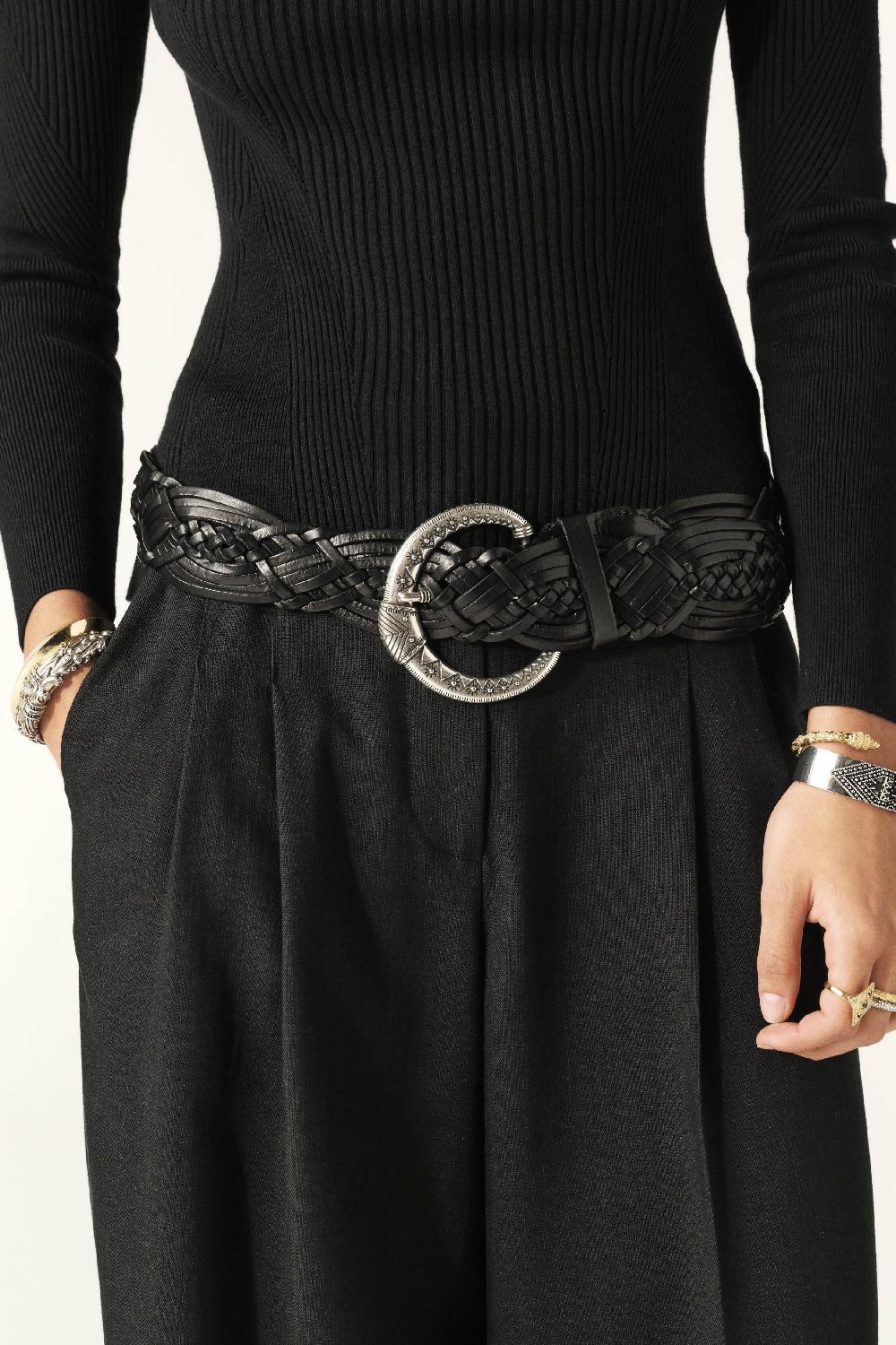 Ba&sh Ceinture Large TresséE Brew Noir