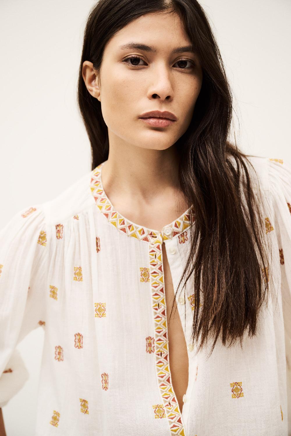 Ba&sh Chemise Ample PlisséE Daphne Blanc Ecru