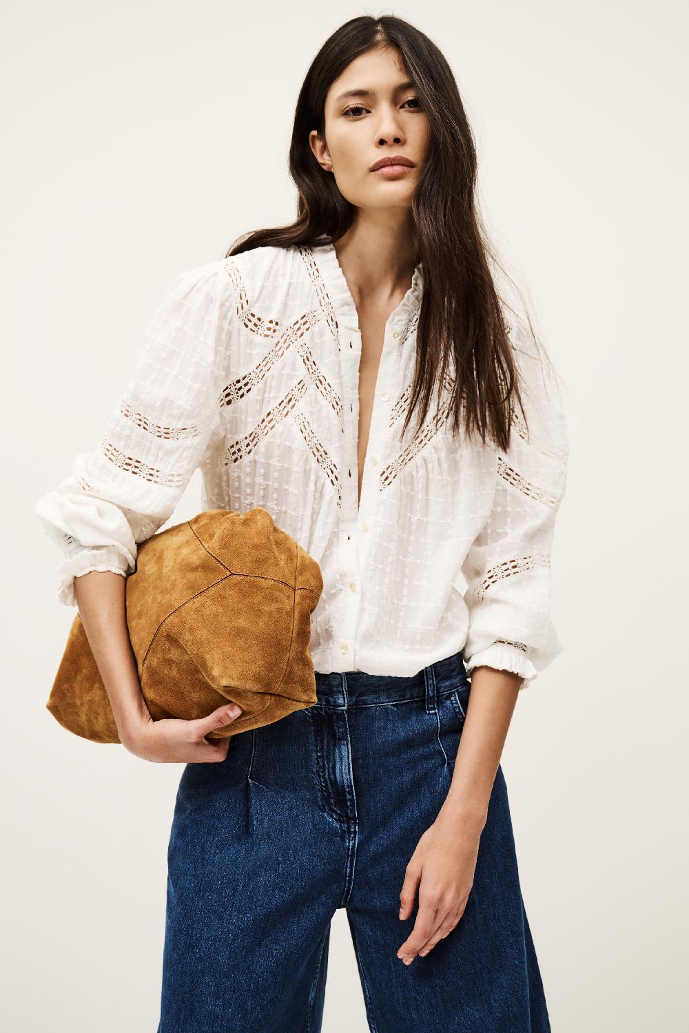 ba&sh Chemise Brona Blanc Ecru