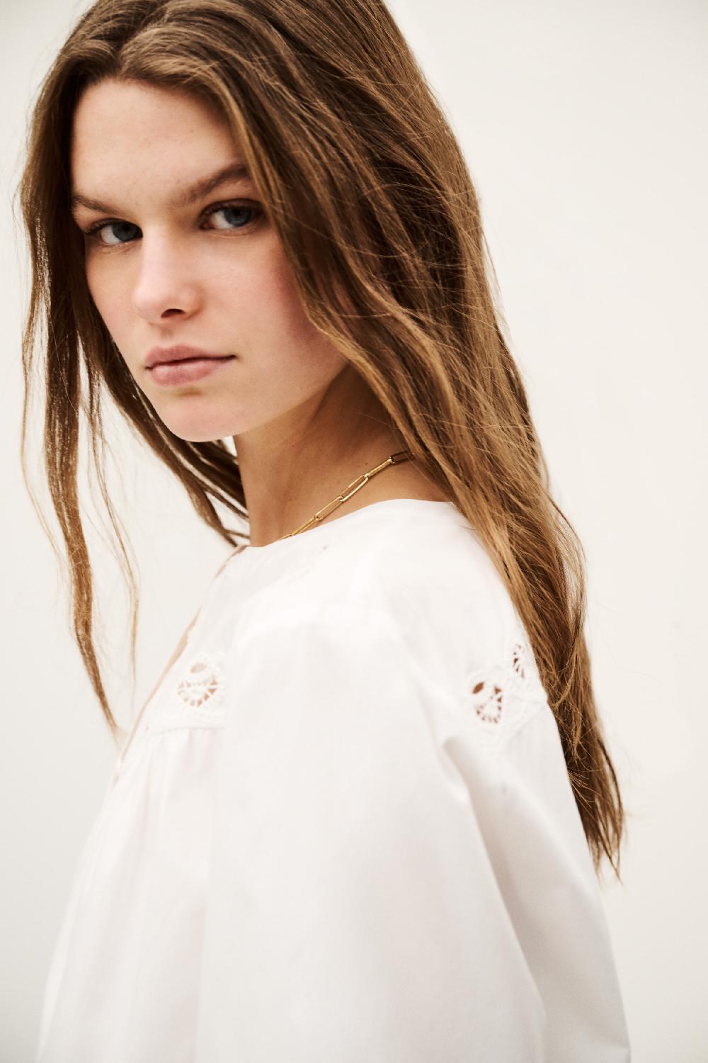 Ba&sh Chemise Col Rond Girkin Blanc Ecru