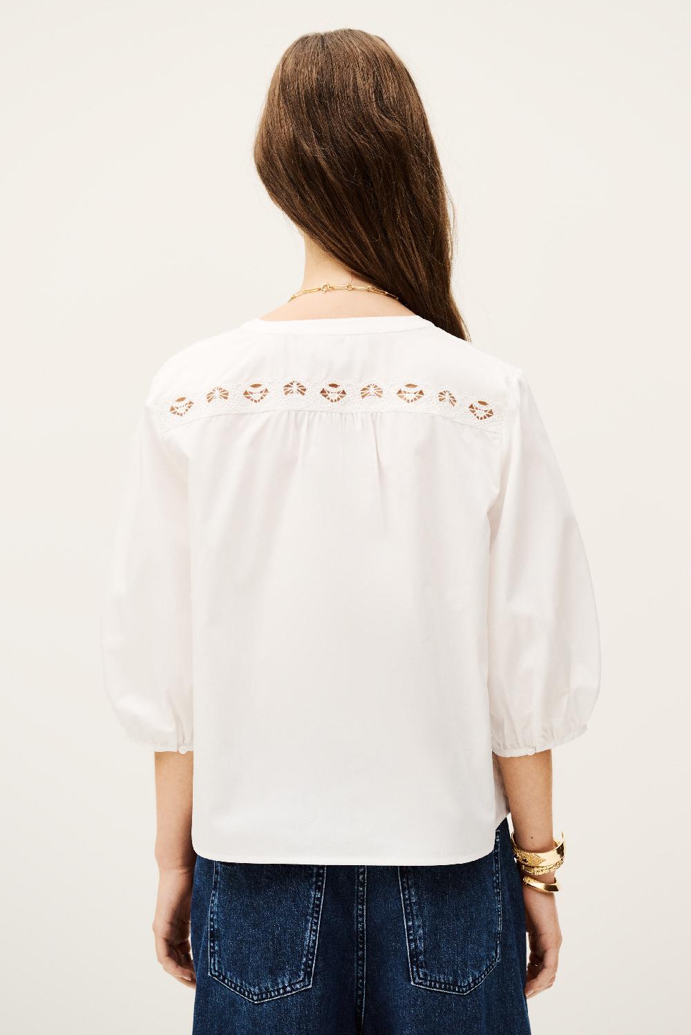 Ba&sh Chemise Col Rond Girkin Blanc Ecru