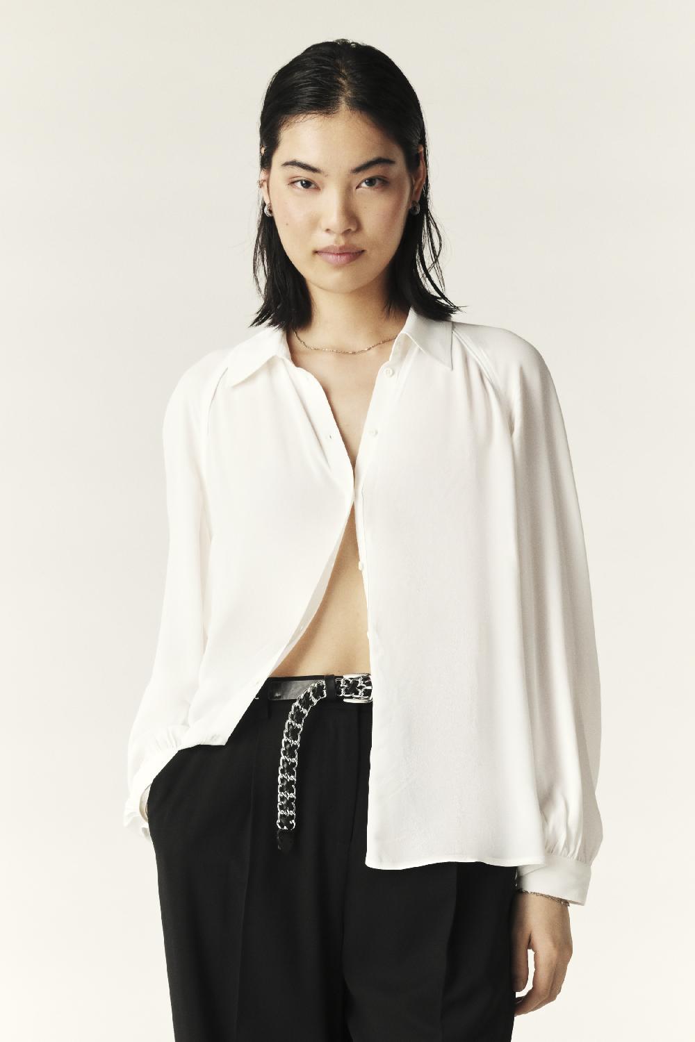 ba&sh Chemise Fluide Marvin Blanc Ecru