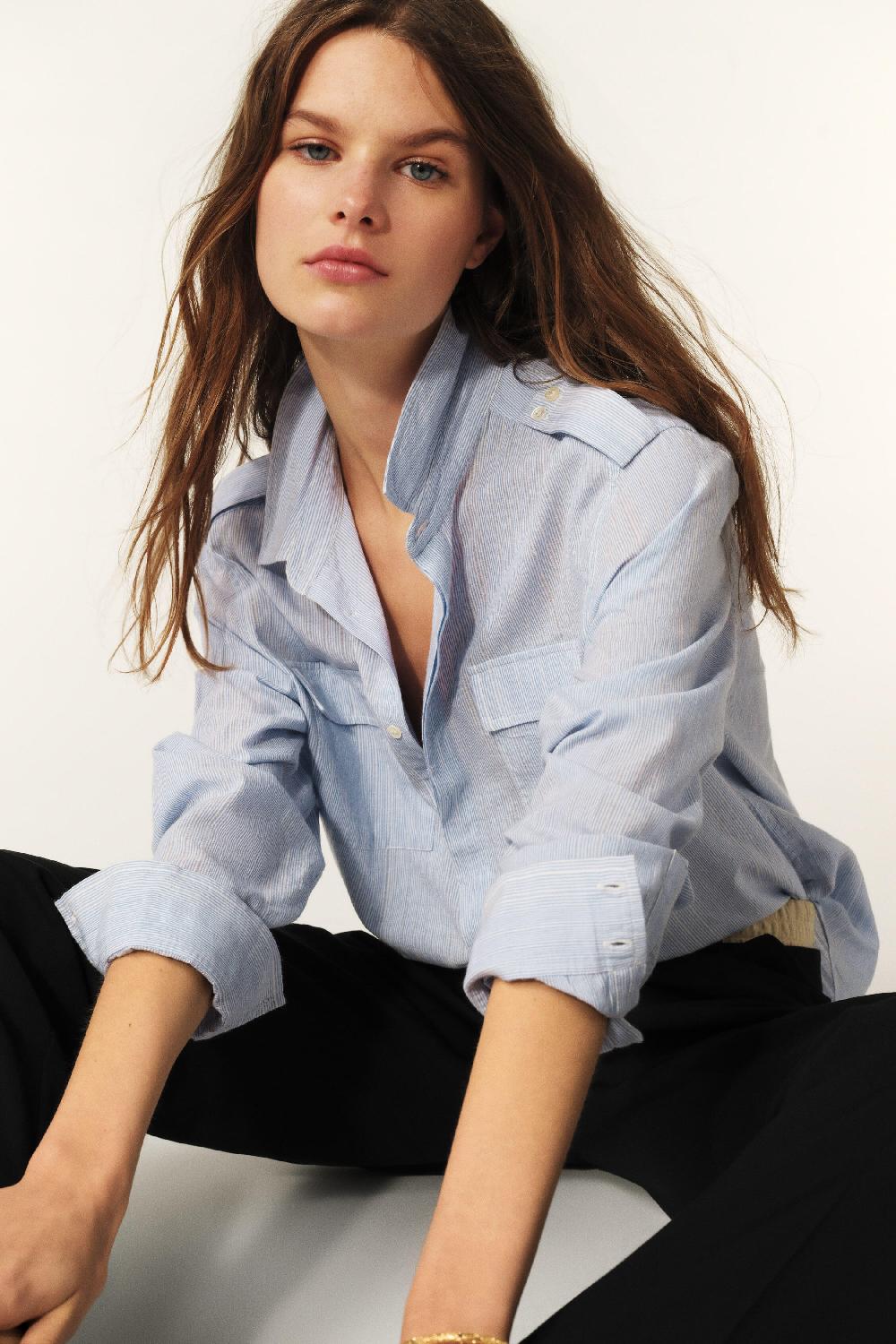 Ba&sh Chemise Longue Palani Bleu