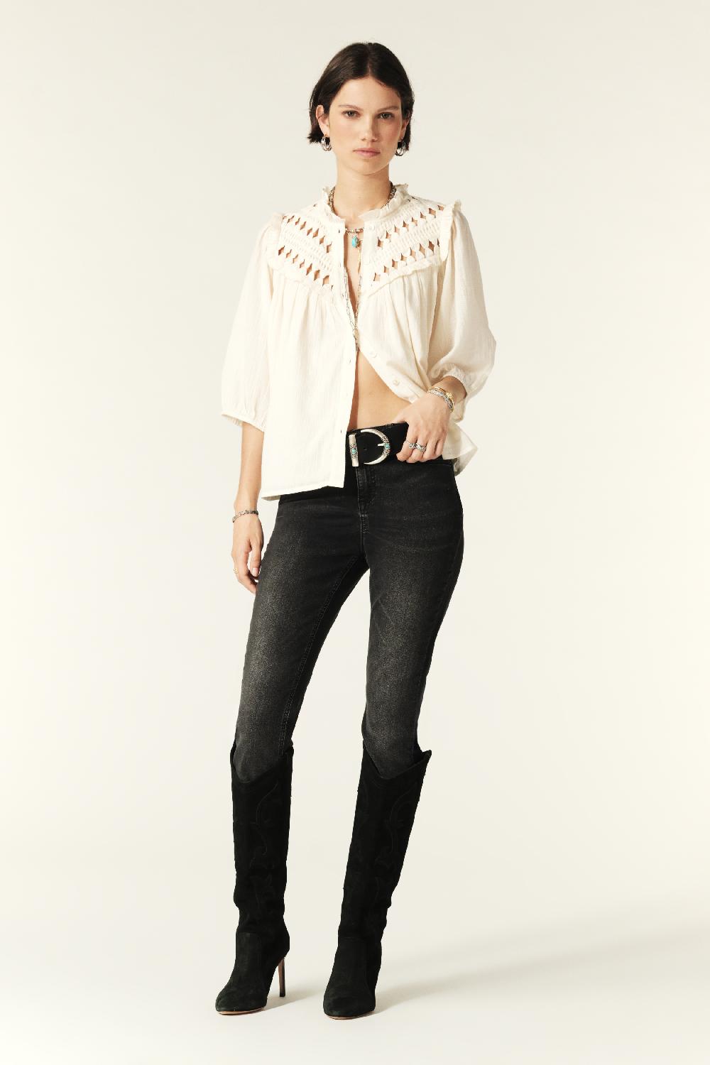 Ba&sh Chemise Manches Courtes Beluna Blanc Ecru