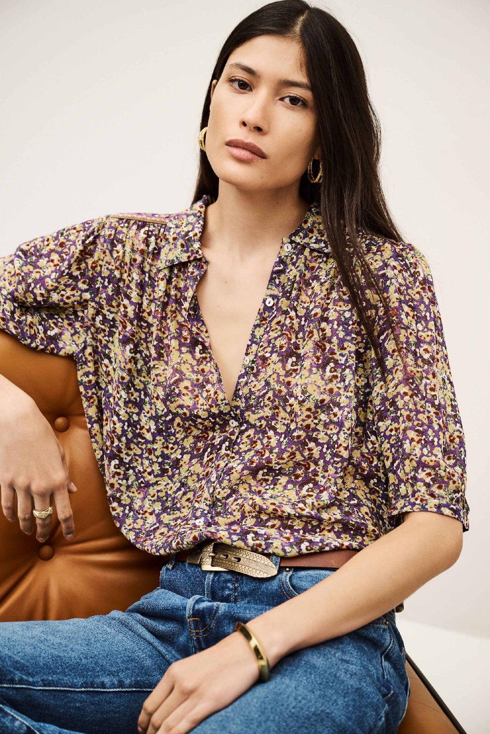 Ba&sh Chemise Manches Courtes Lark Violet