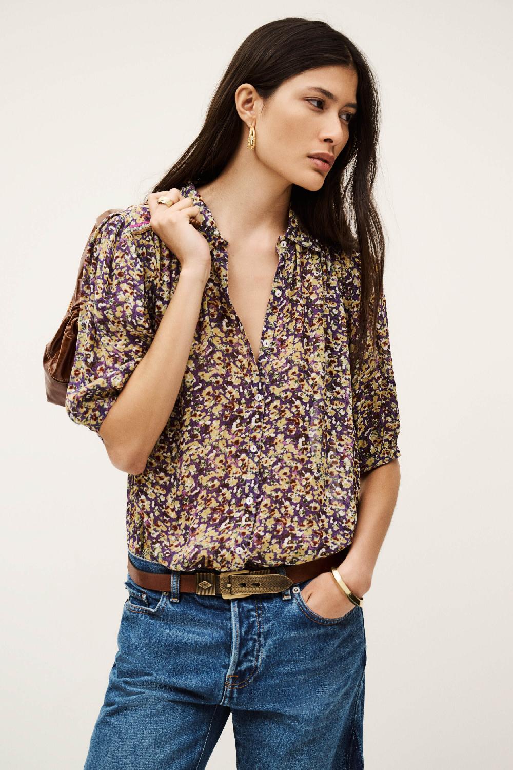 ba&sh Chemise Manches Courtes Lark Violet