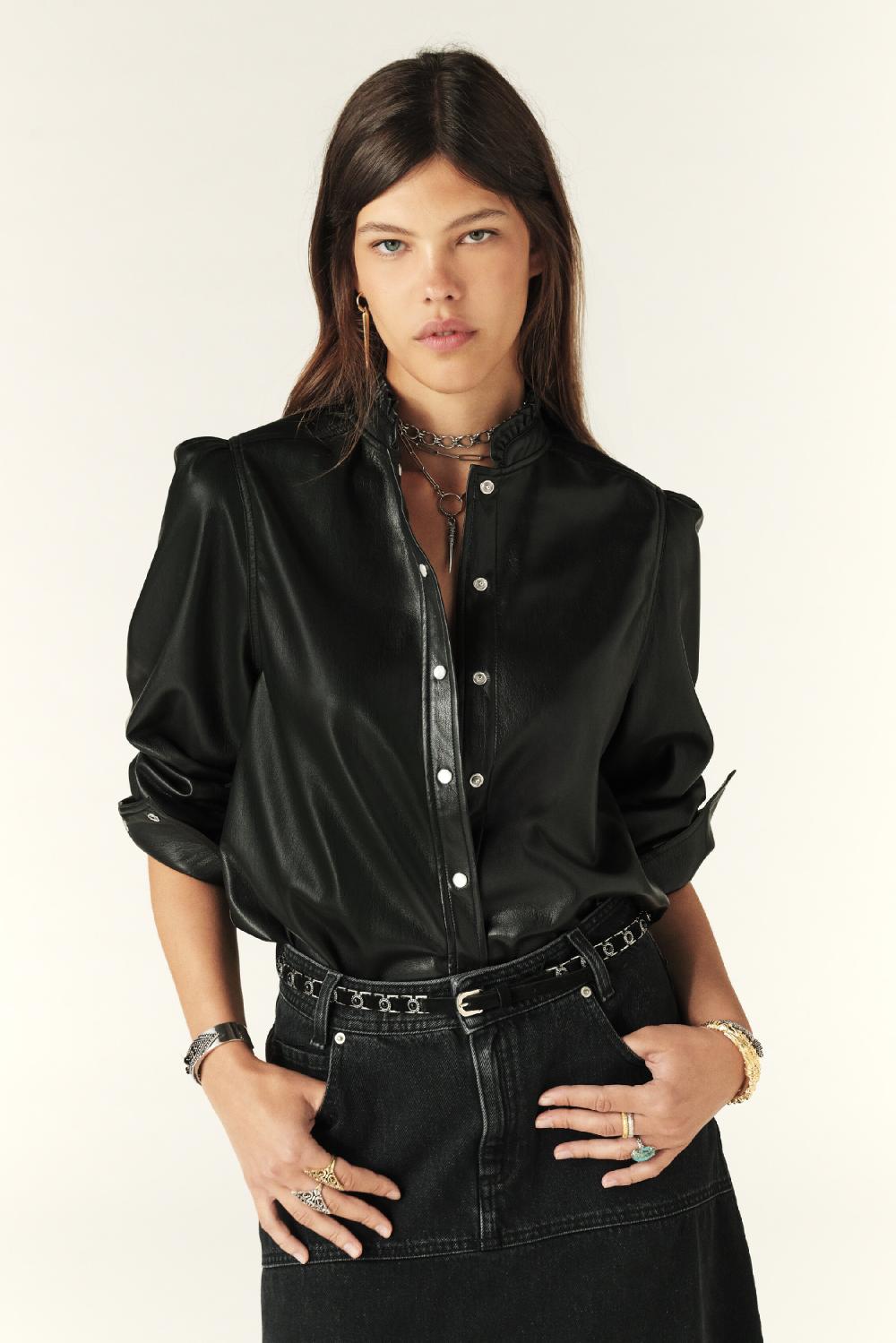 ba&sh Chemise Manches Longues Caxie Noir