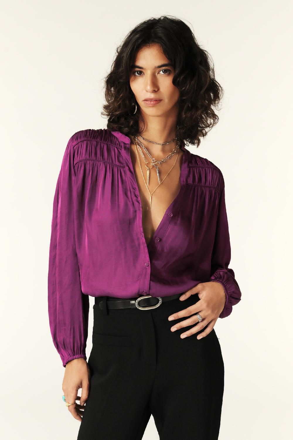 ba&sh Chemise Manches Longues Cessia Violet